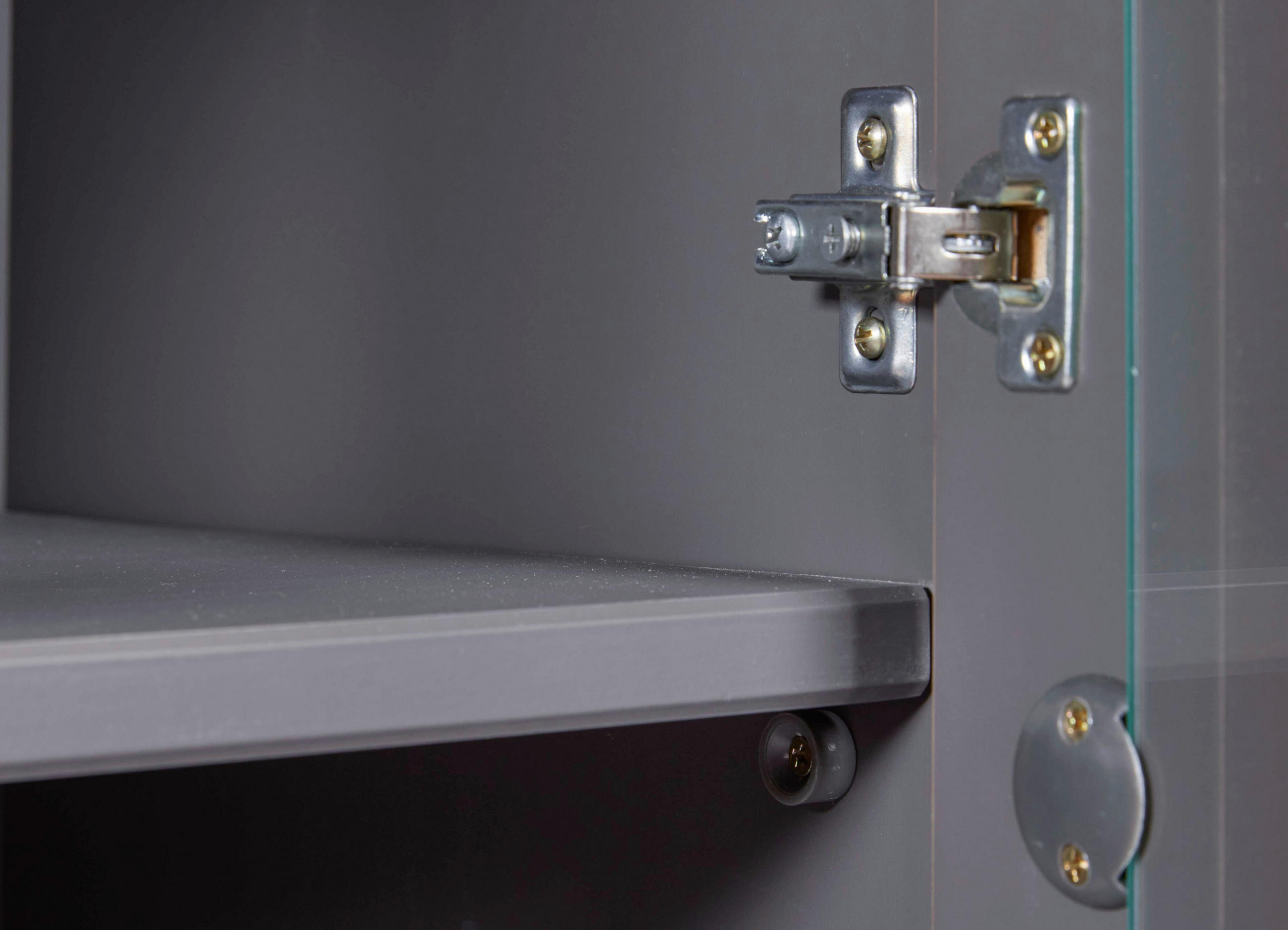 Vitrine Forenzo grau lackiert Holz B/H/L: ca. 38,4x190x90 cm