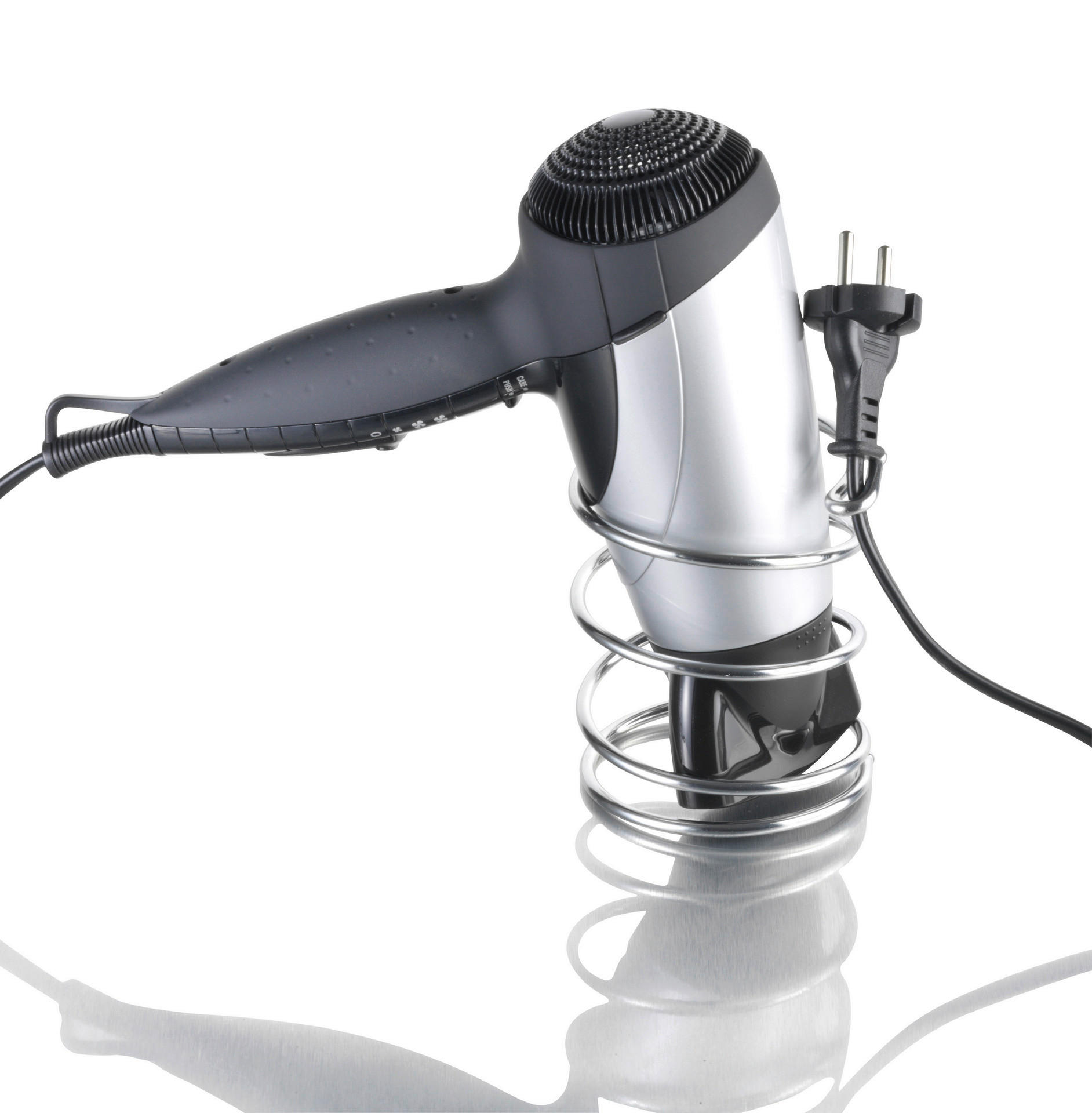 Haartrocknerhalter silber Eisen B/H/L: ca. 9x12x9 cm