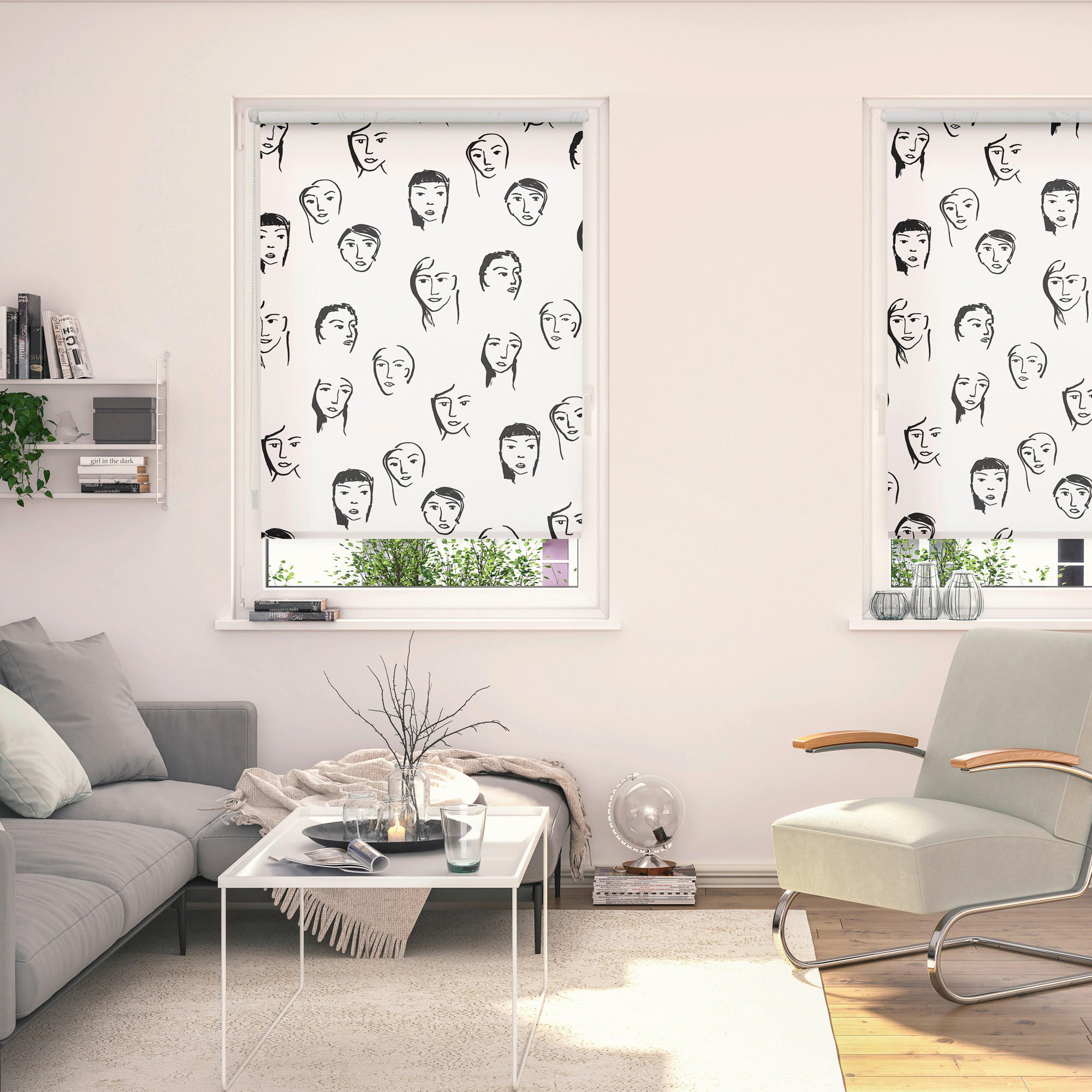 LICHTBLICK Rollo Faces schwarz B/L: ca. 70x150 cm