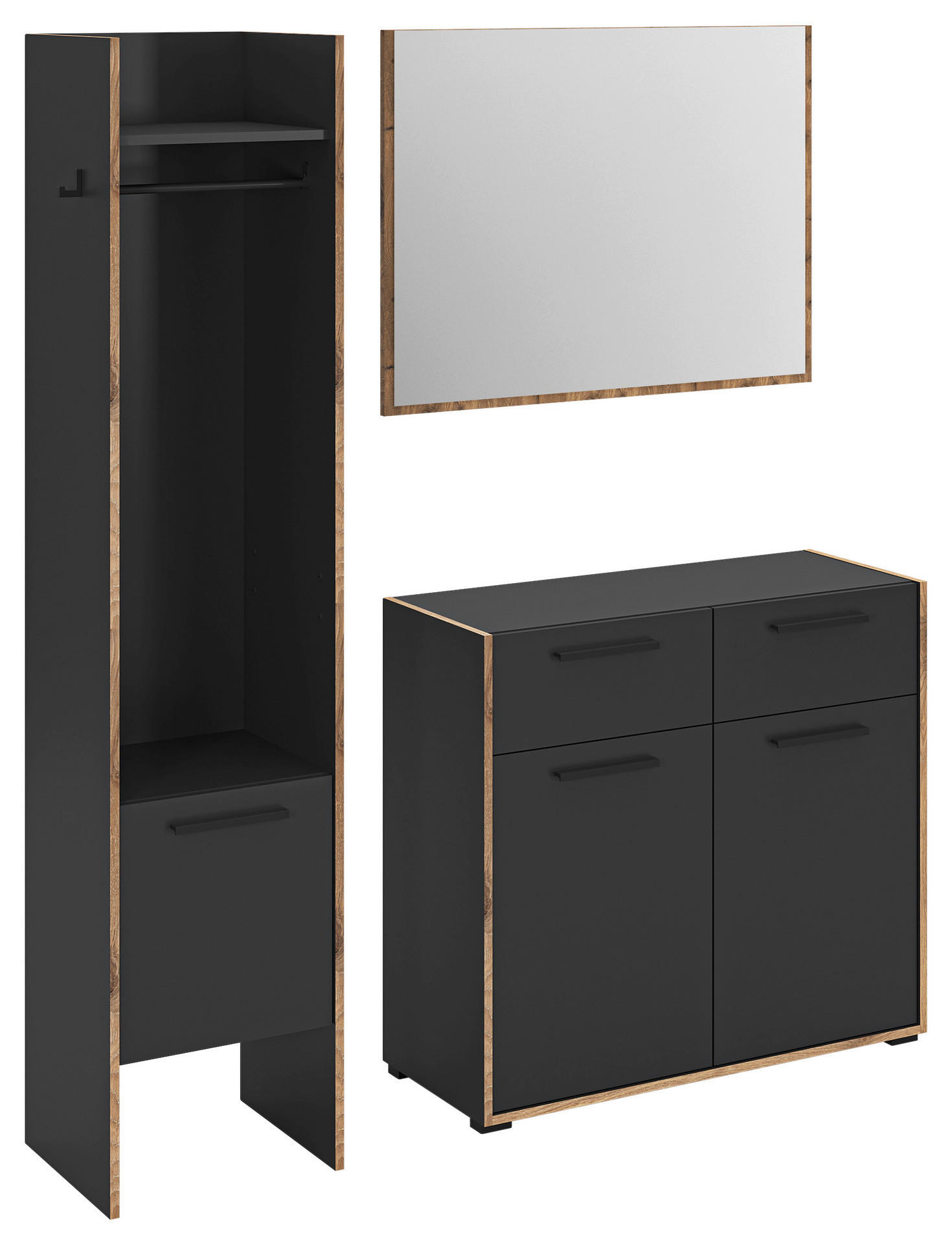 Garderobe Bueno Basalt Nox Oak Nachbildung B/H/T: ca. 152x189x37 cm