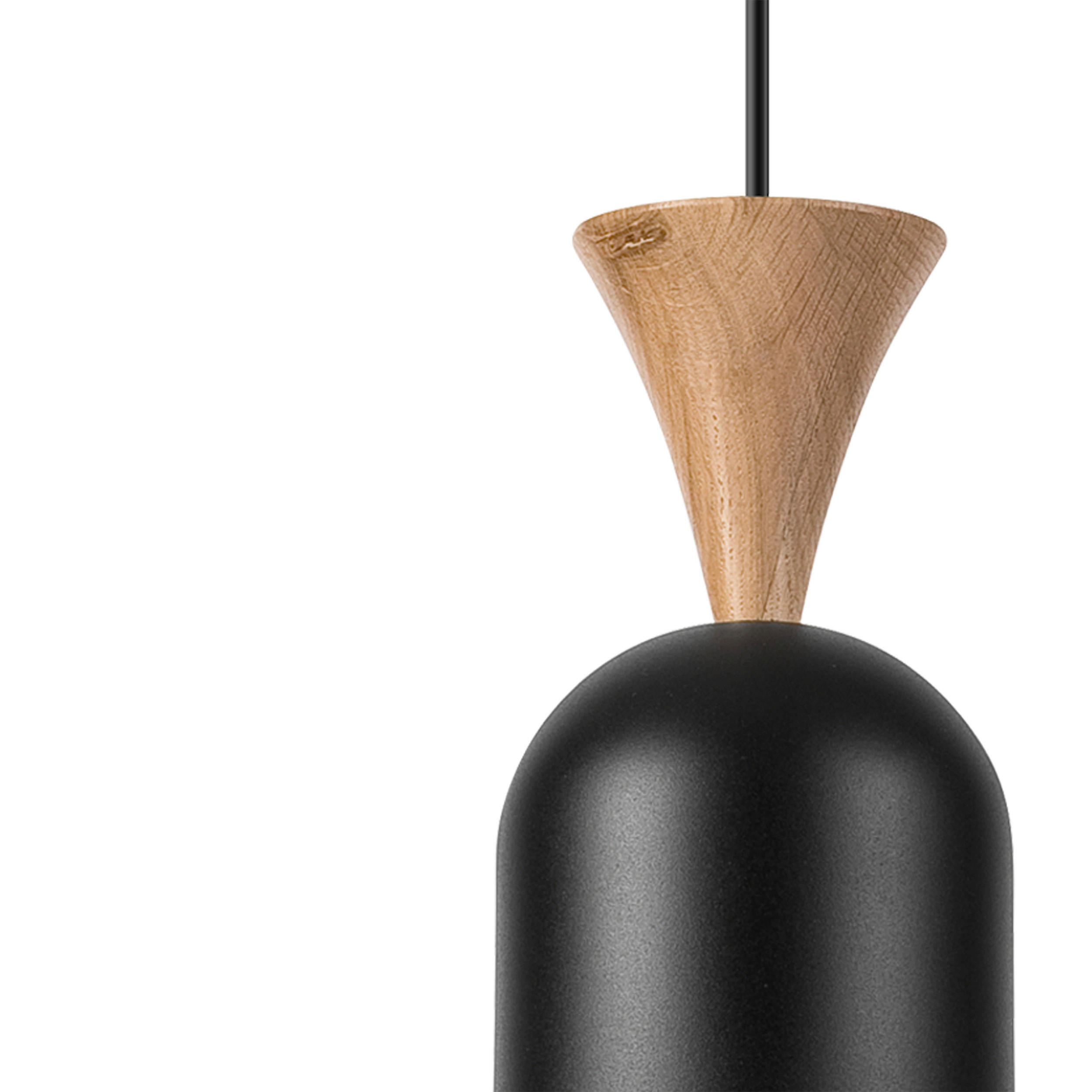 Thumbnail - Lamkur Hängeleuchte schwarz Eiche Stahl Holz B/H/L: ca. 11x102x11 cm E27 1 Brennstellen