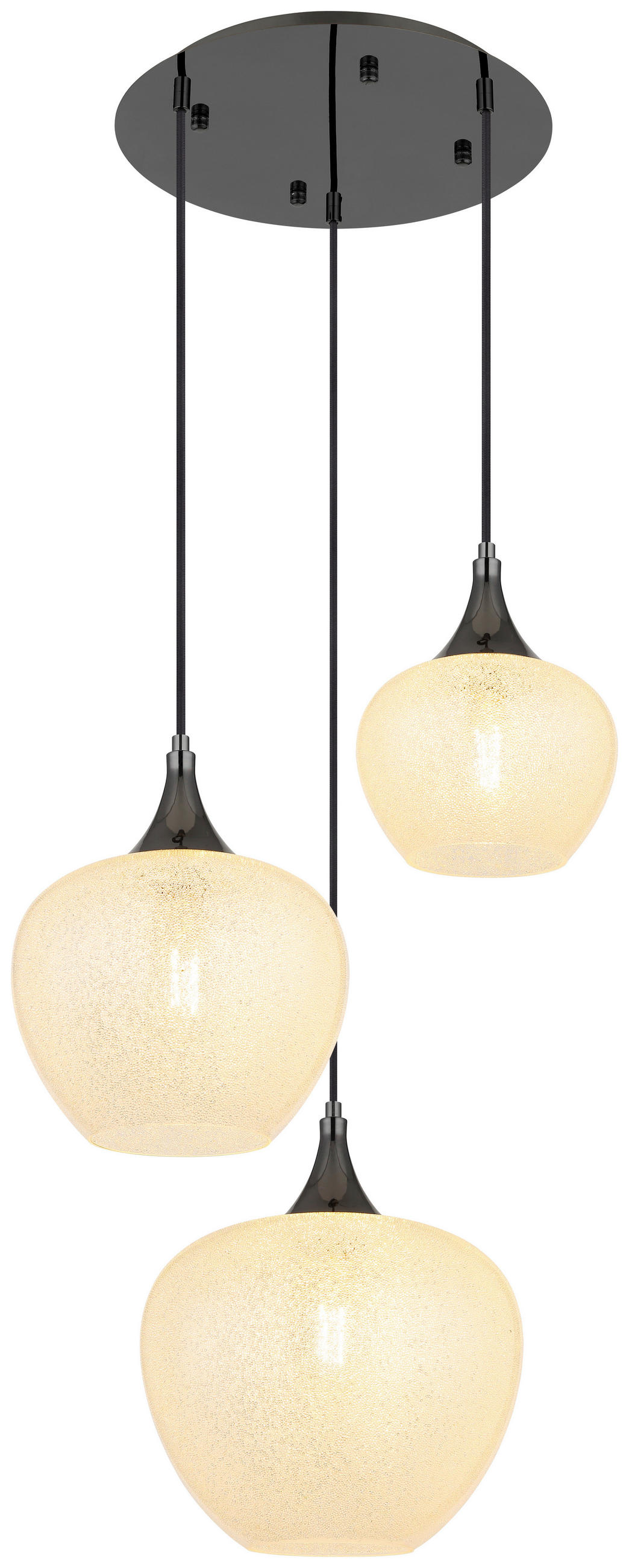 GLOBO Pendelleuchte MAXY 15548-3HK Chrom schwarz klar Metall Acryl H/D: ca. 120x49 cm E27 3 Brennstellen