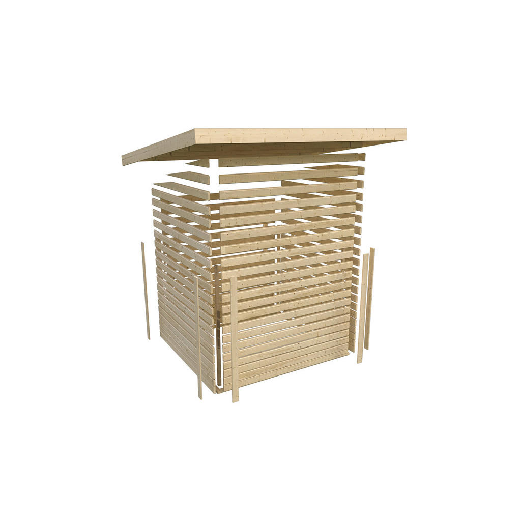 Thumbnail - Karibu Gartenhaus Fabi grau B/H/L: ca. 204x230x244 cm