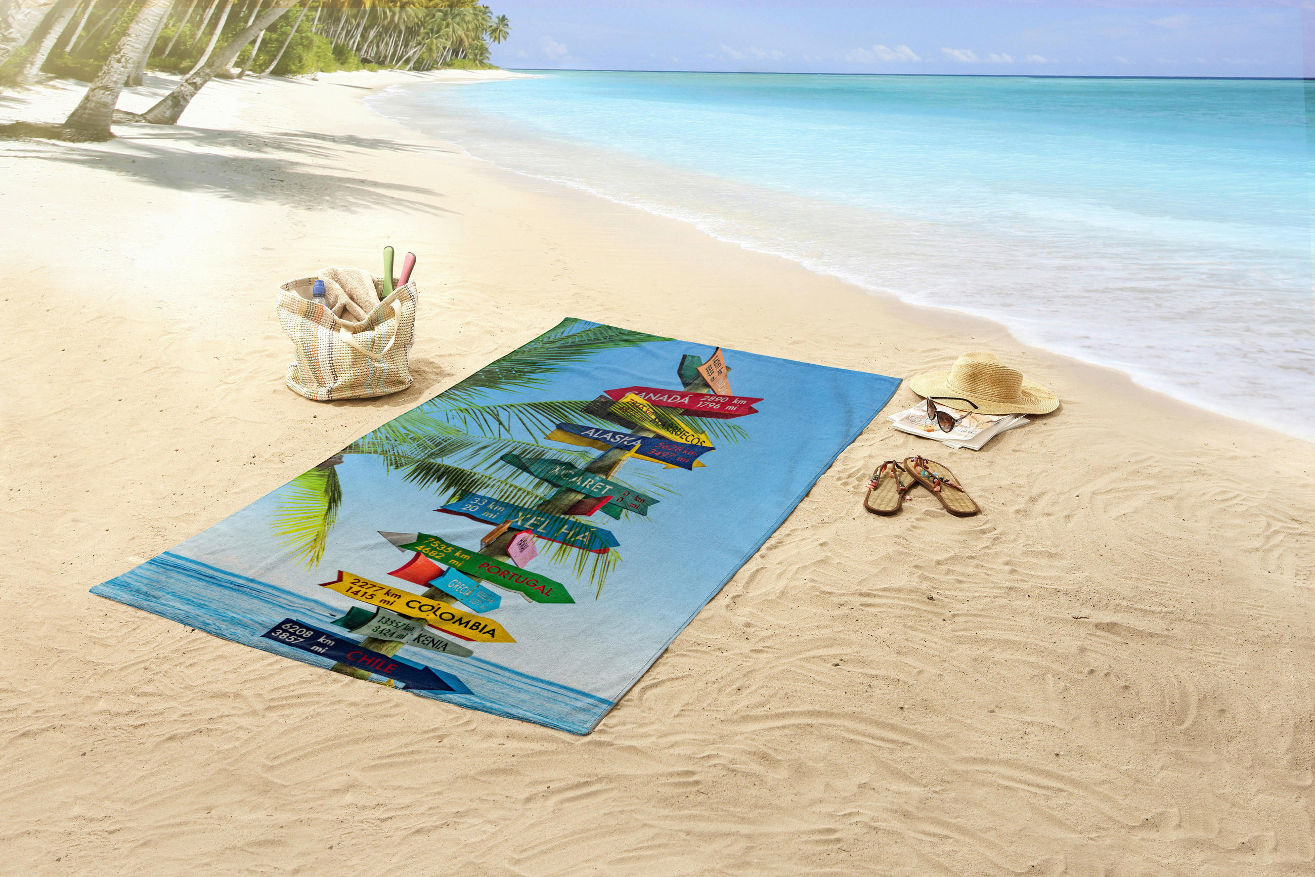 Thumbnail - Good Morning Strandtuch Beach sign Multi Polyester B/L: ca. 100x180 cm
