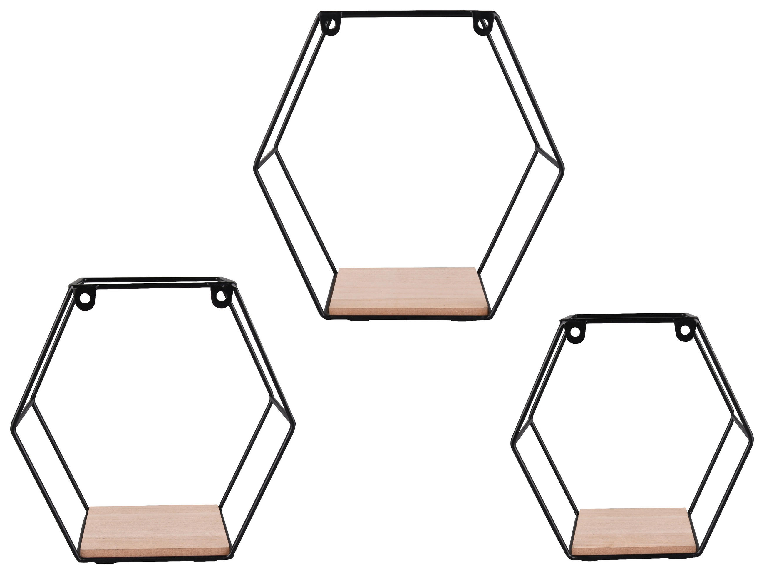 Thumbnail - Wandregal CHIARA, 3-teilig schwarz B/H/T: ca. 22x22x11 cm