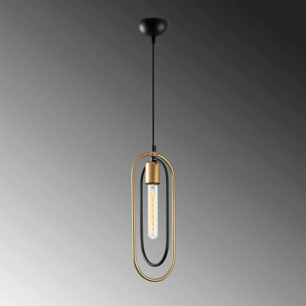 Thumbnail - Opviq Pendelleuchte Cerco schwarz gold Metall B/H/L: ca. 14x132x32 cm E27 1 Brennstellen