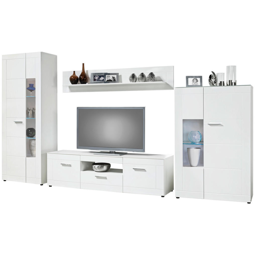 Thumbnail - Standvitrine Atlanta weiß weiß Hochglanz B/H/T: ca. 90x137x40 cm