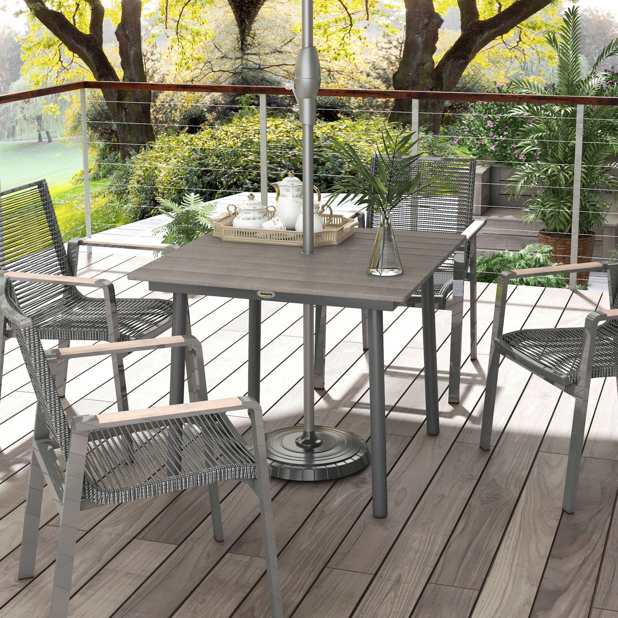 Thumbnail - Outsunny Gartentisch dunkelgrau Aluminium B/H/L: ca. 90x75x90 cm