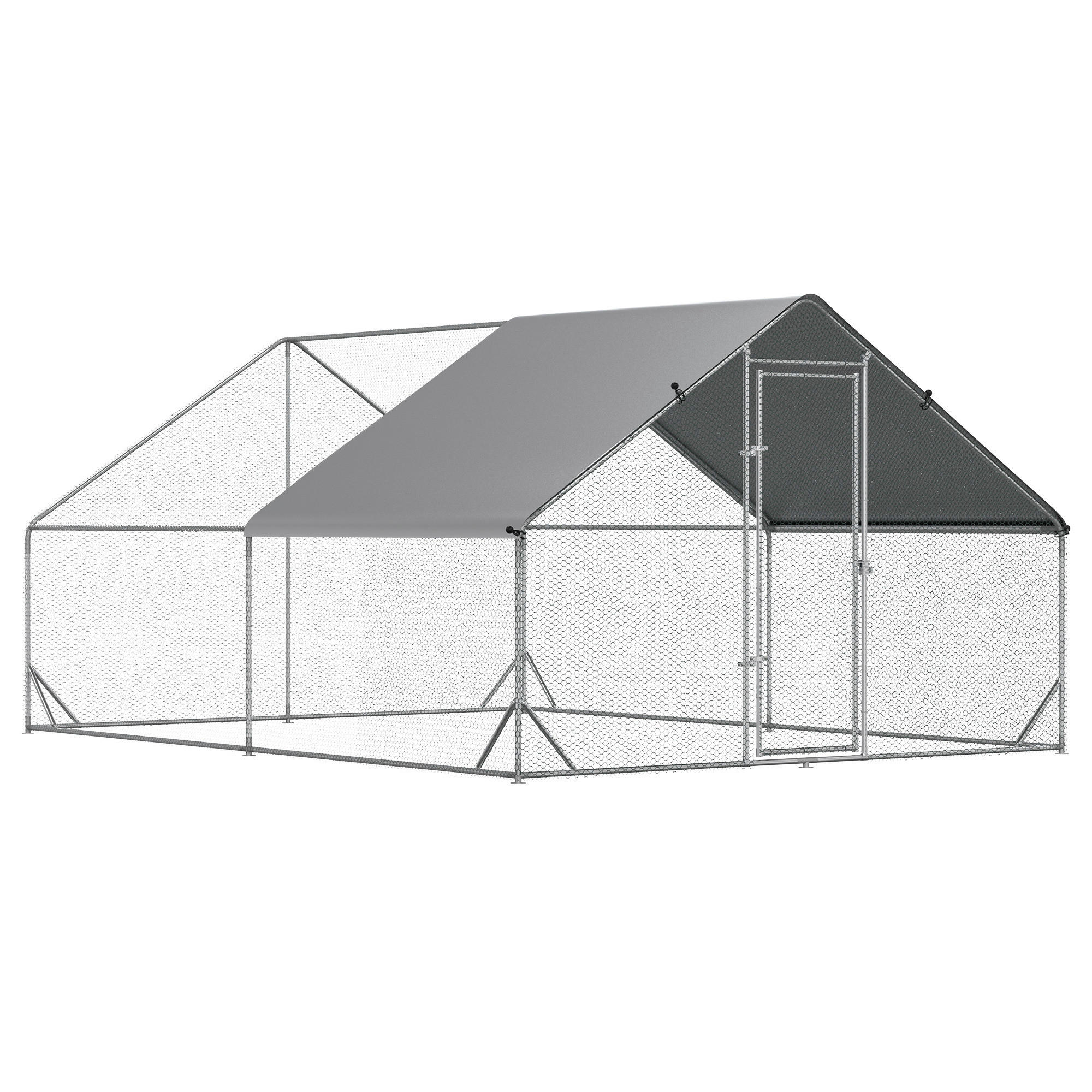 PawHut Stall grau Edelstahl B/H/L: ca. 400x300x200 cm