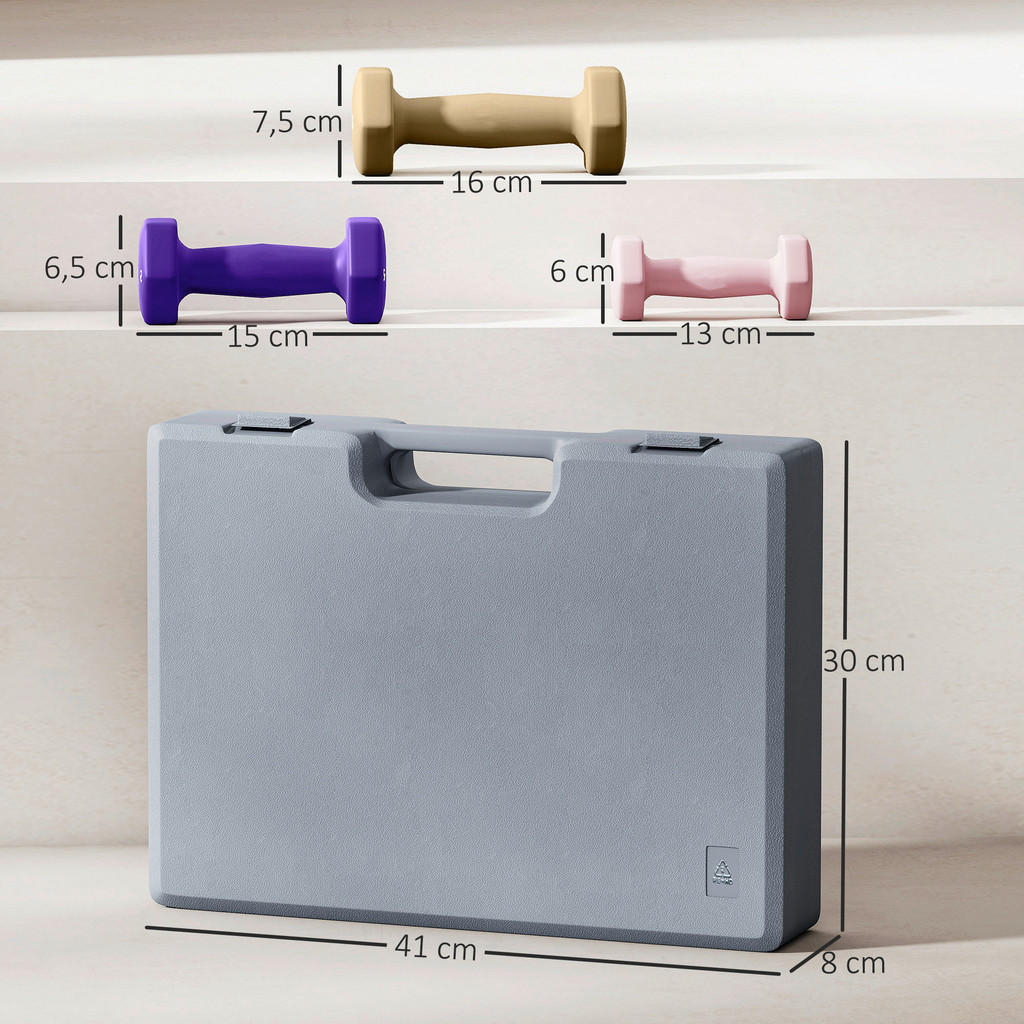 Thumbnail - SPORTNOW Hantelset kaffee Kunstleder B/H/L: ca. 30x8x41 cm