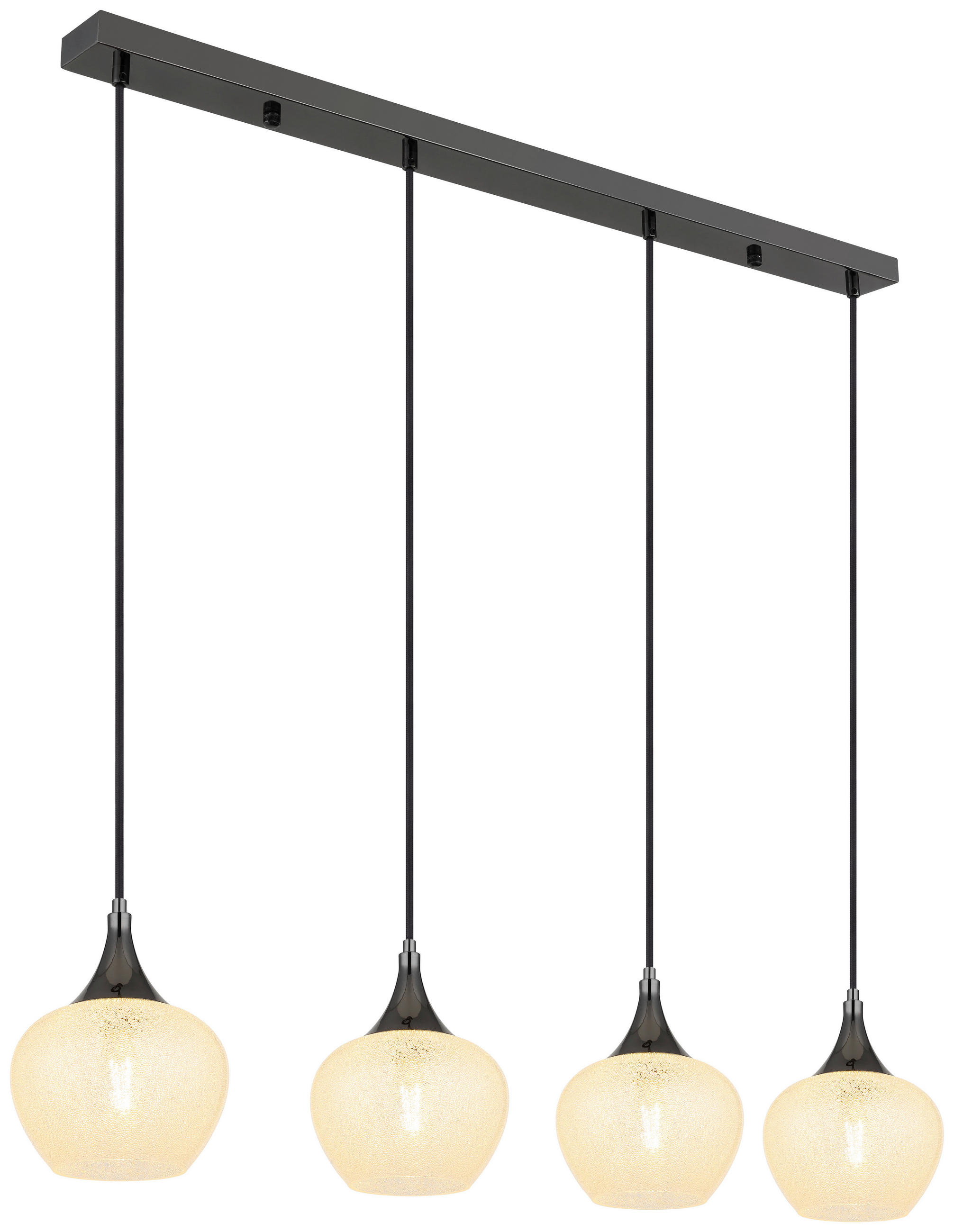 GLOBO Pendelleuchte MAXY 15548-4HK schwarz klar Chrom Metall Acryl B/H/L: ca. 18x120x99 cm E27 4 Brennstellen