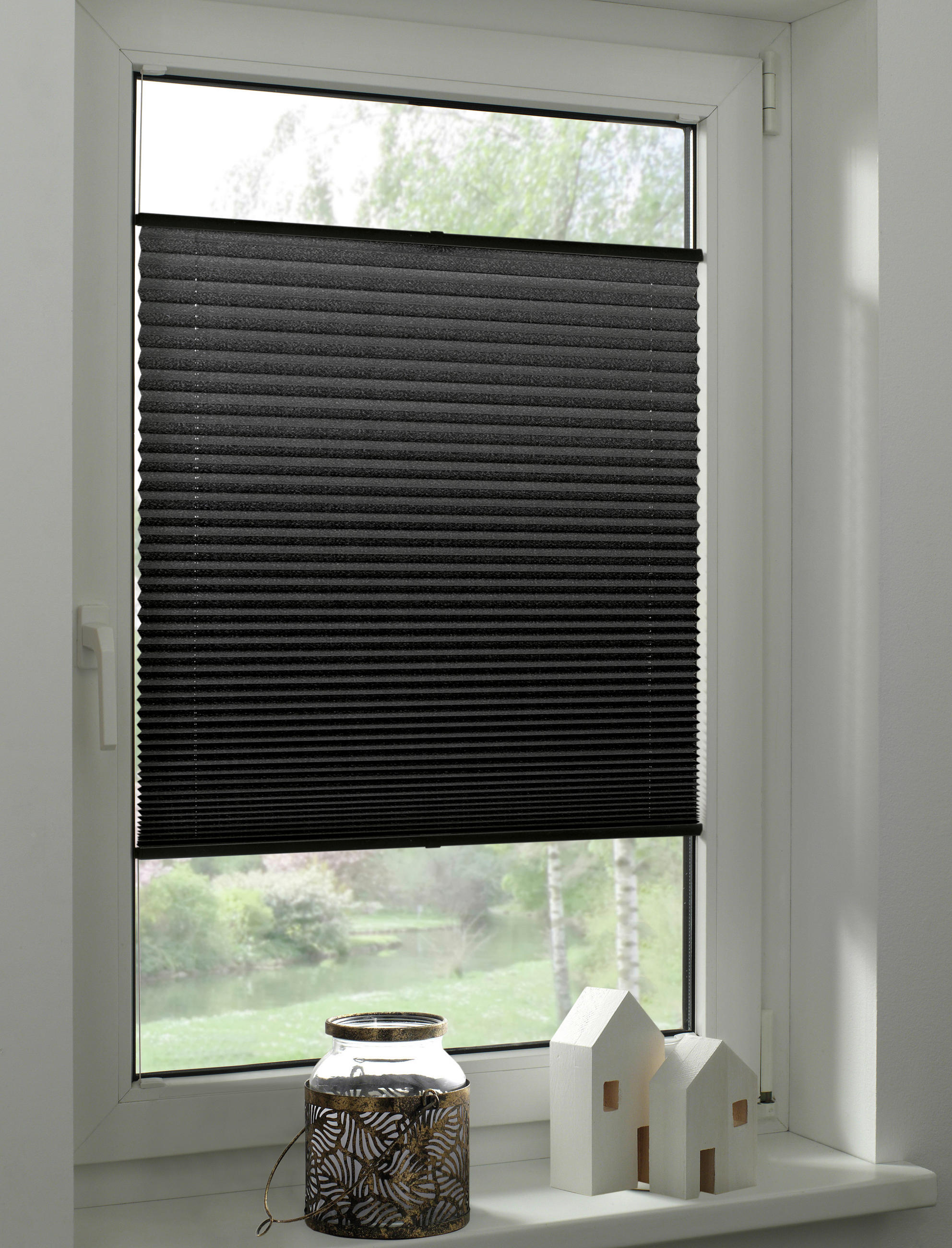 Boviva Spannplissee schwarz B/L: ca. 45x130 cm