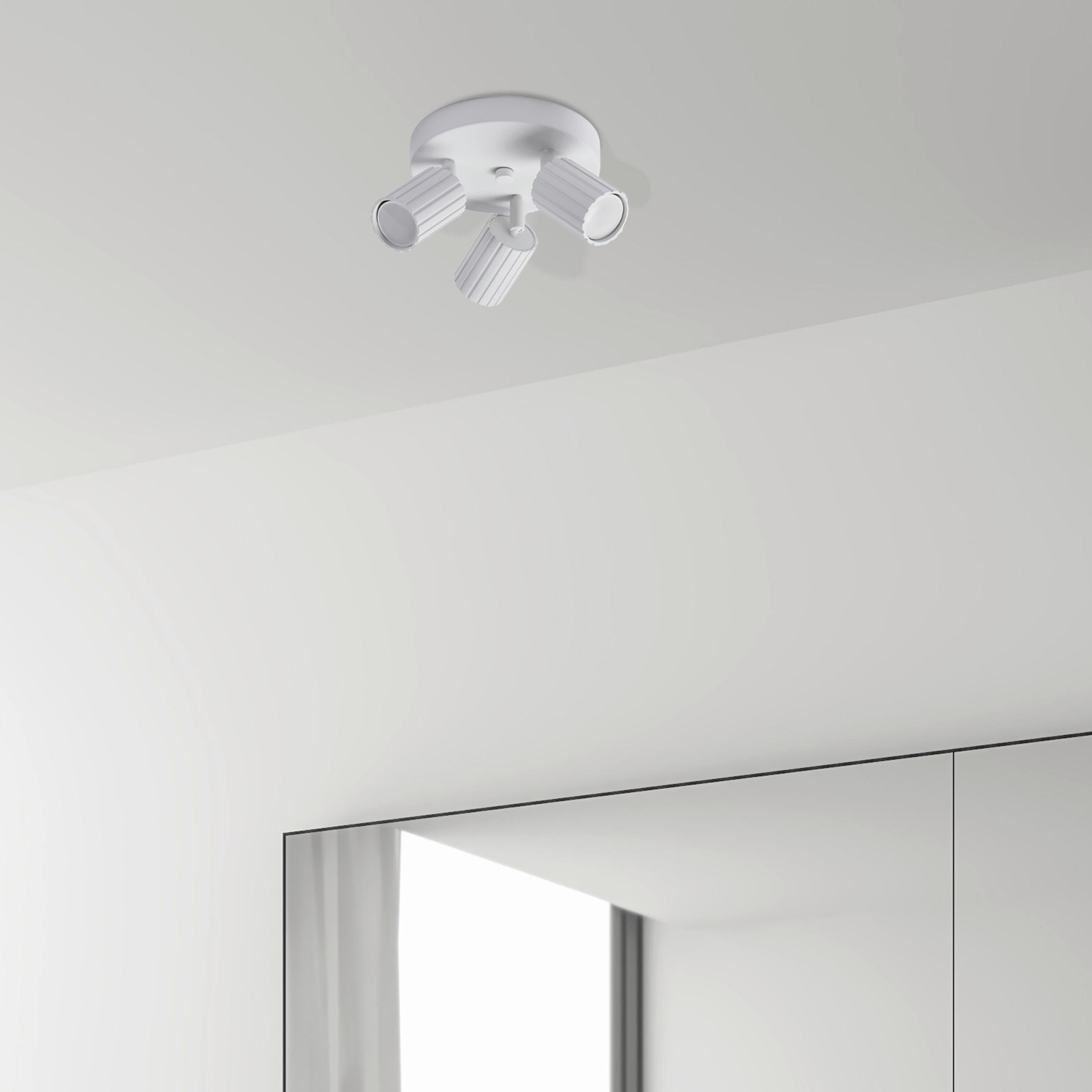 Thumbnail - Lamkur Strahler weiß Stahl B/H/L: ca. 18x19,5x18 cm 3 Brennstellen