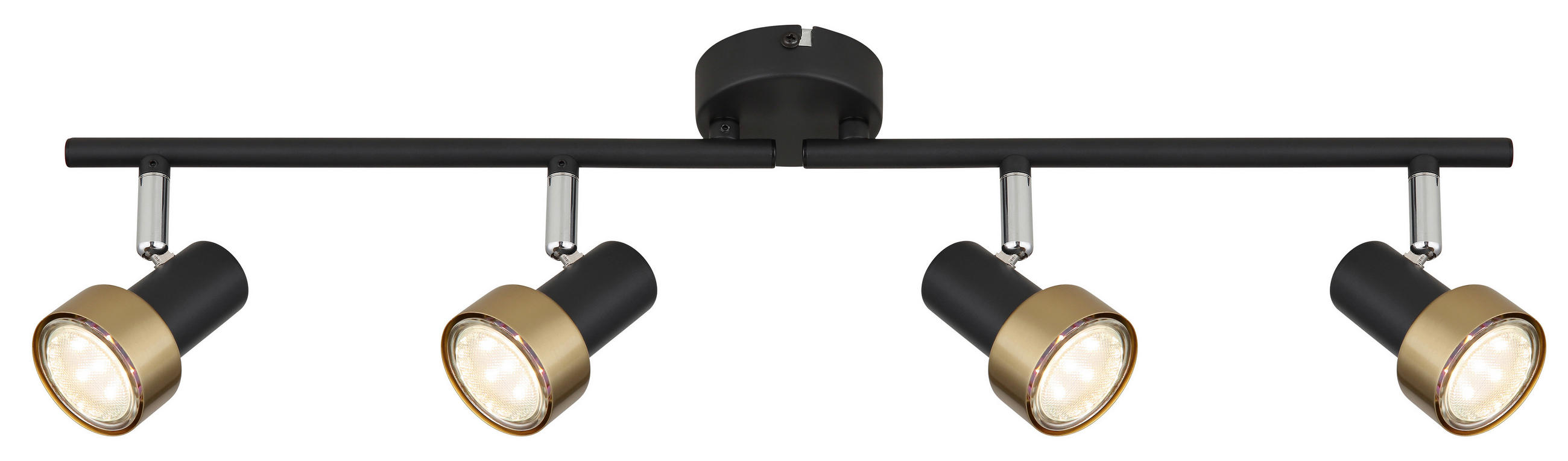 Thumbnail - GLOBO Spot mattschwarz Chrom altgold Metall B/H/T: ca. 60x13,5x8,5 cm GU10 4 Brennstellen