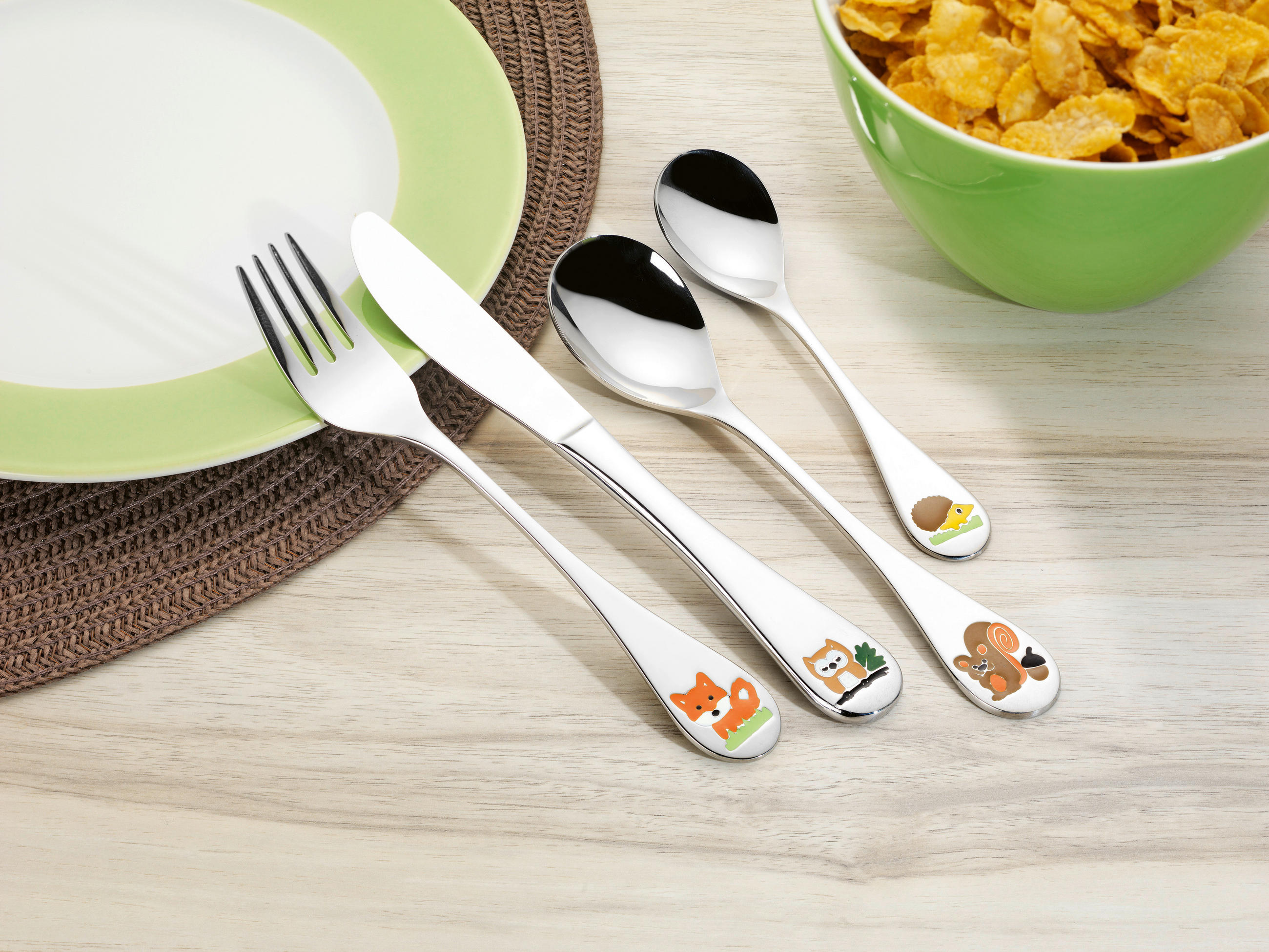 Thumbnail - Kinderbesteckset Forest silber Edelstahl 4 tlg.