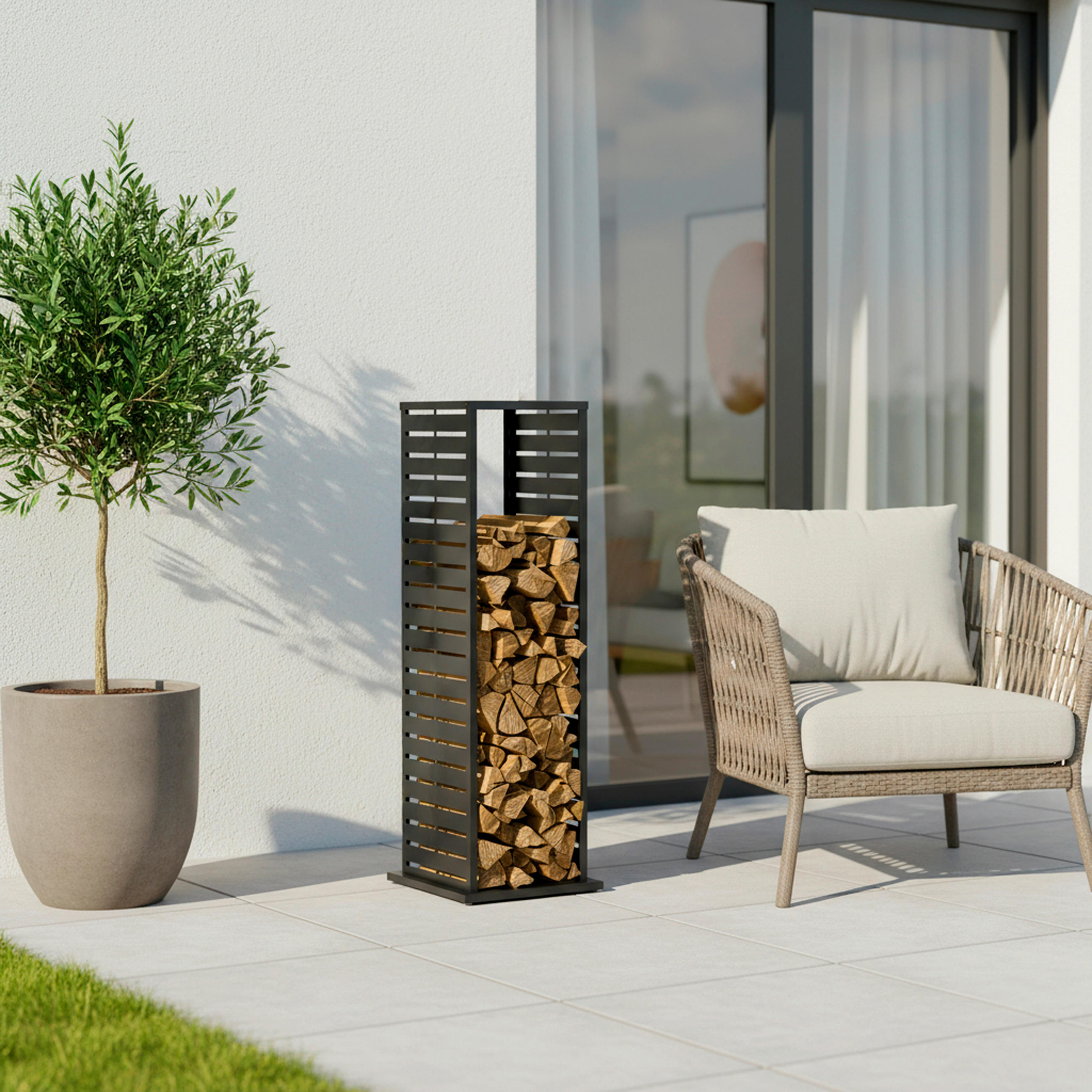 Thumbnail - Westmann Kaminholzregal Luma anthrazit B/H/L: ca. 38x112x38 cm