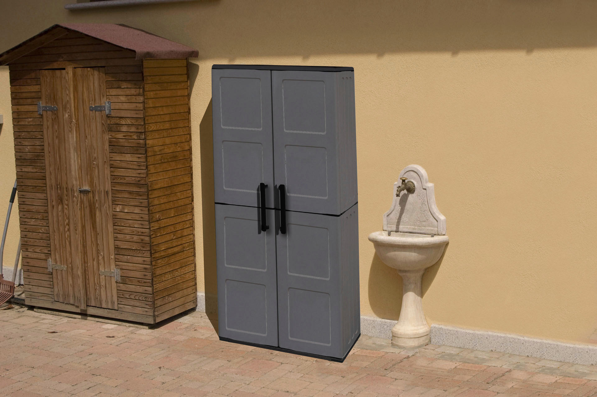 Thumbnail - ArtPlast Kunststoffschrank Free hoch grau Kunststoff B/H/T: ca. 68x163x37 cm