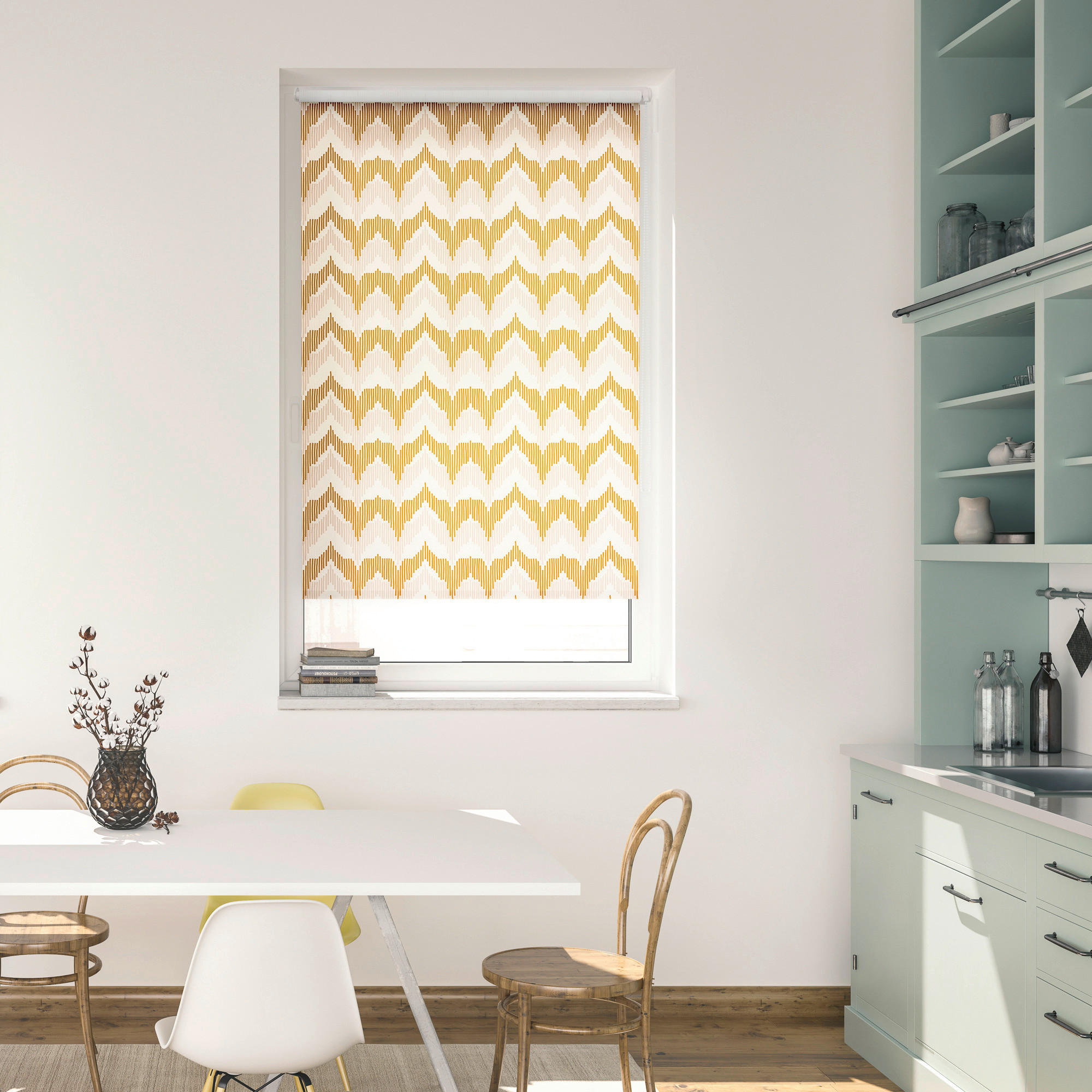 LICHTBLICK Verdunkelungsrollo Boho Zig Zag gelb B/L: ca. 120x150 cm