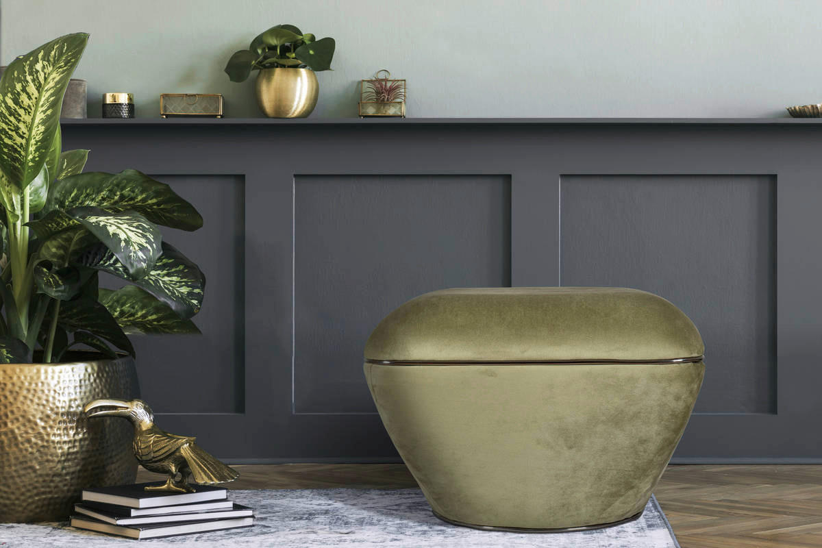 Thumbnail - 360 Living Hocker Contessa 100 grün Graphit B/H/T: ca. 60x42,5x60 cm