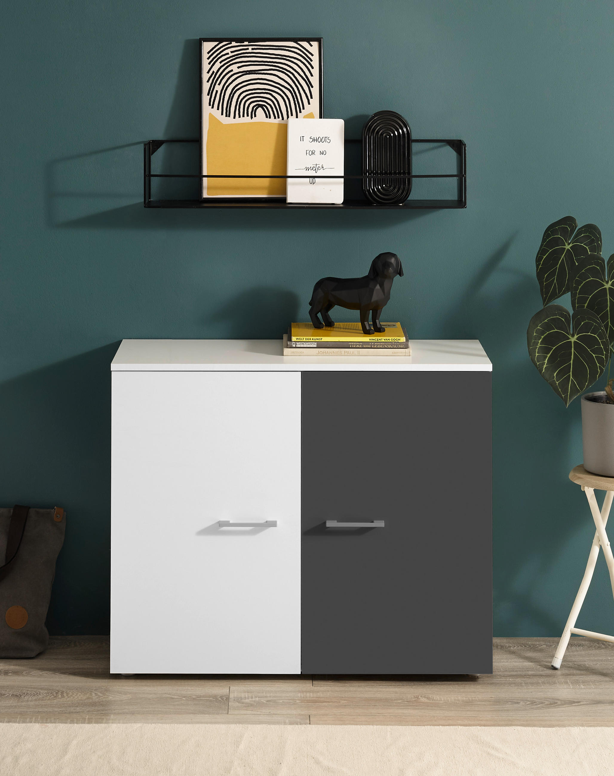 Thumbnail - Kommode Alex weiß Graphit B/H/T: ca. 90x75x37 cm