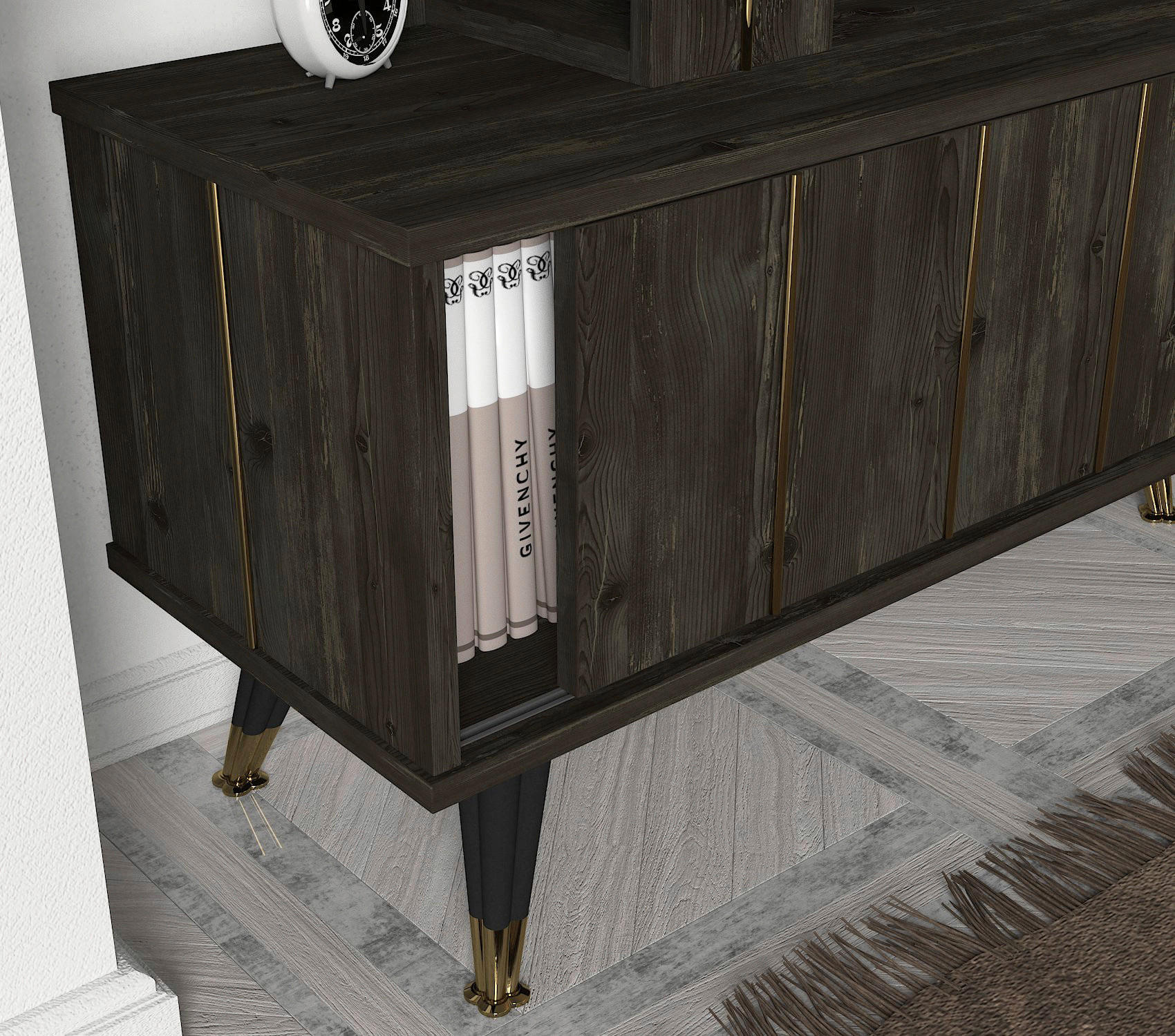 Thumbnail - Wohnwand Nero Rebab braun dunkelgrau B/H/T: ca. 180x50x35 cm