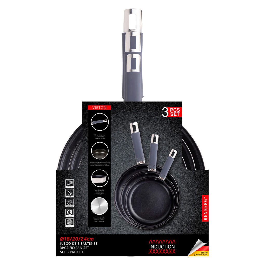 Thumbnail - RENBERG Pfannenset VIRTON schwarz Edelstahl 3 tlg.