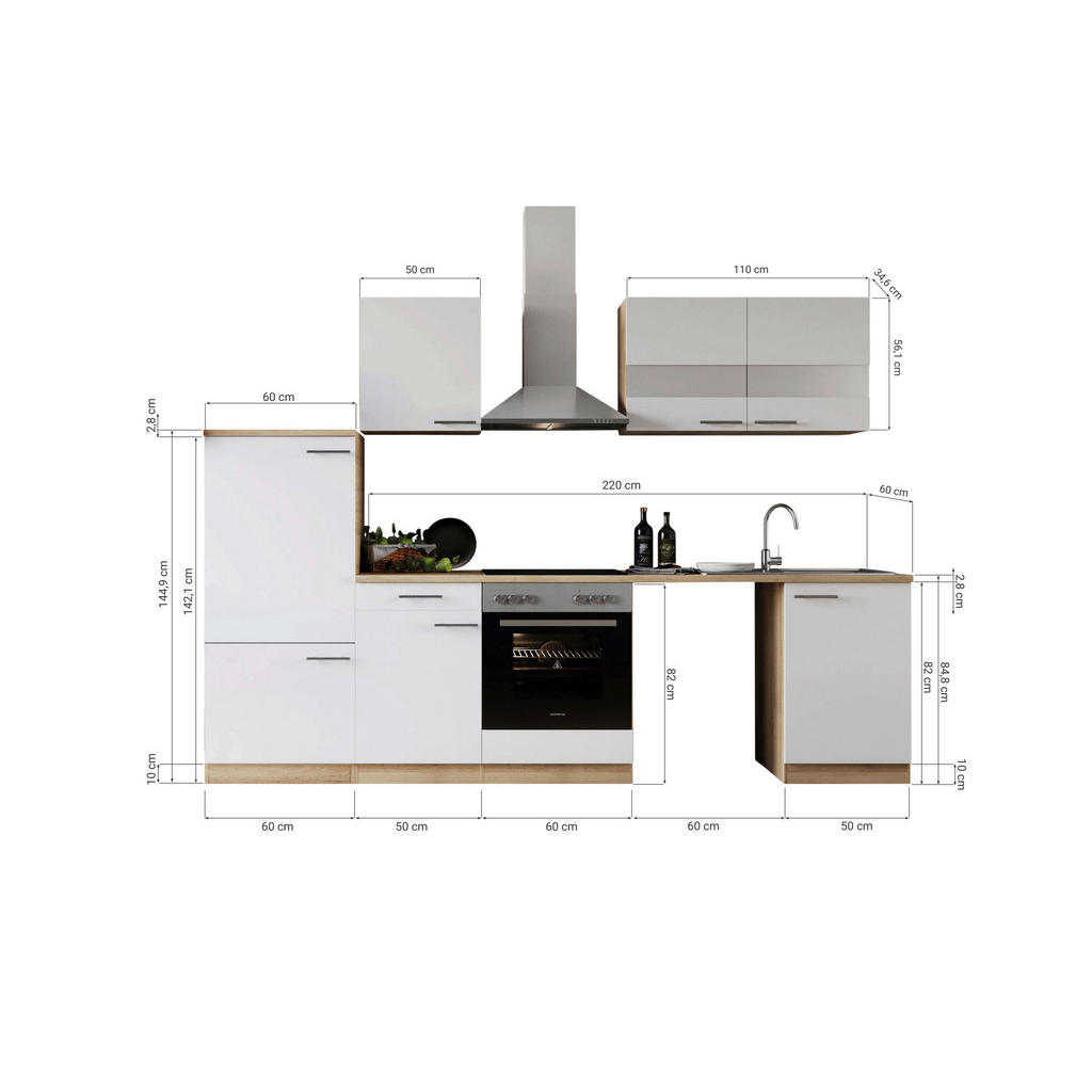 Thumbnail - Respekta Küchenblock Merle grau B/H/T: ca. 280x200x60 cm