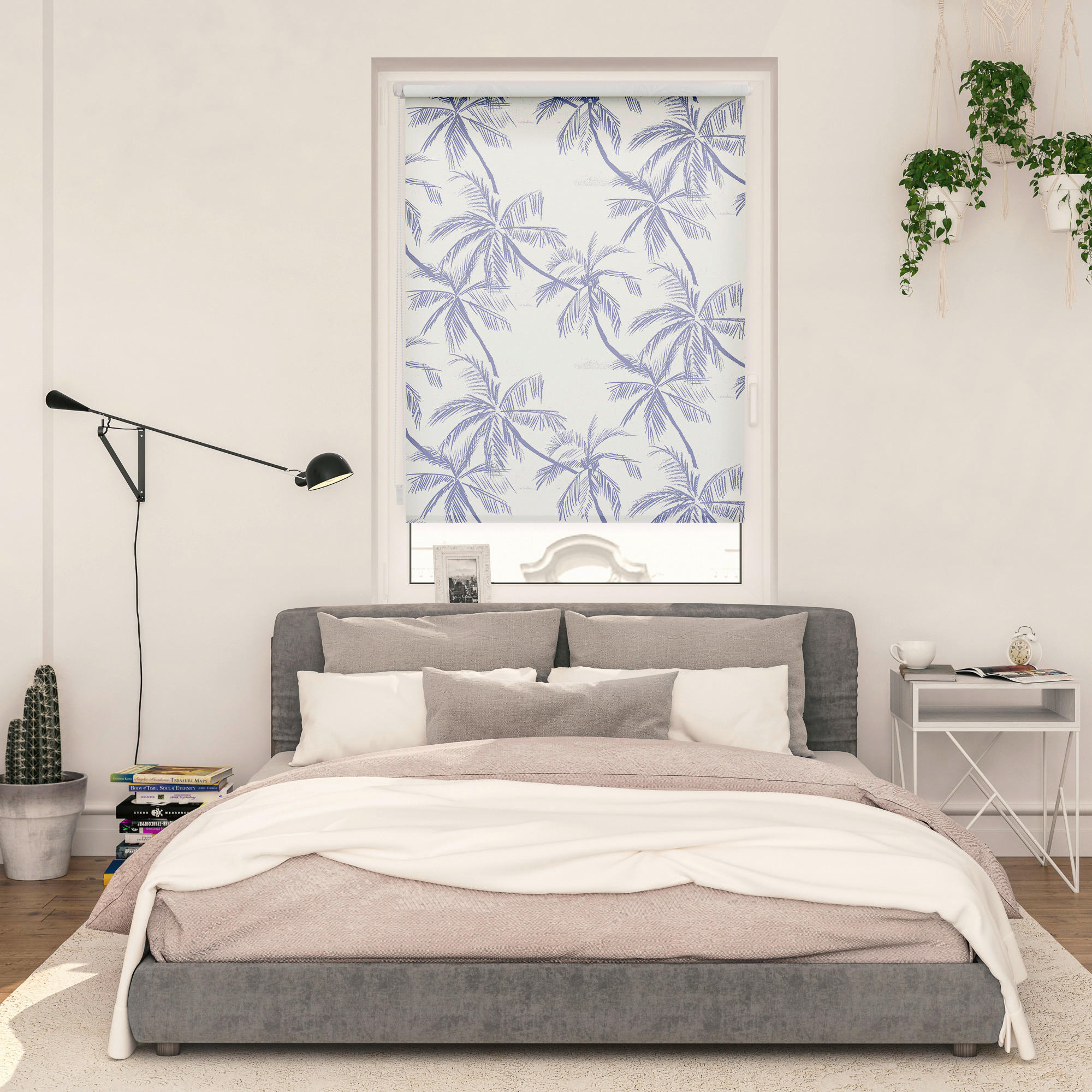 LICHTBLICK Rollo Blueprint Palms blau B/L: ca. 70x150 cm