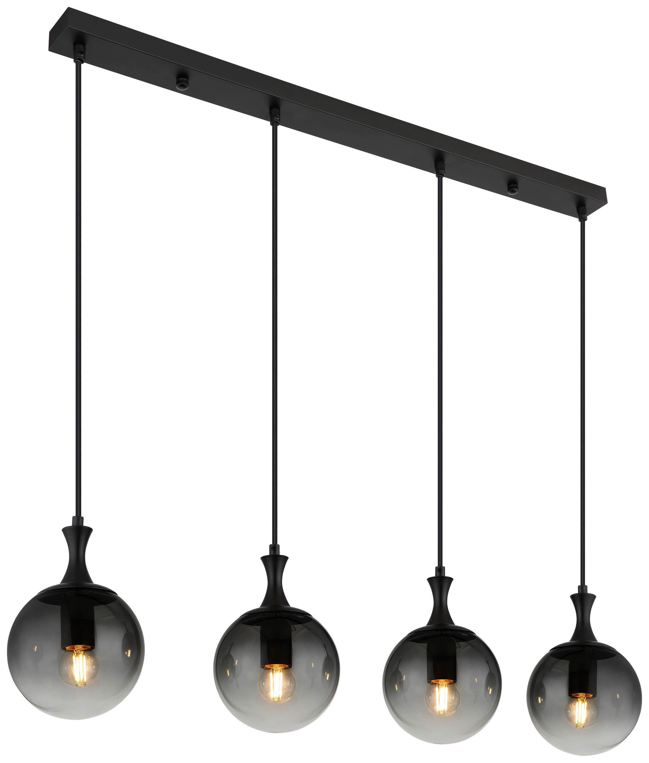 GLOBO LED Pendelleuchte mattschwarz Rauch Metall Kunststoff Glas B/H/T: ca. 90x130x15 cm 4.0 Brennstellen