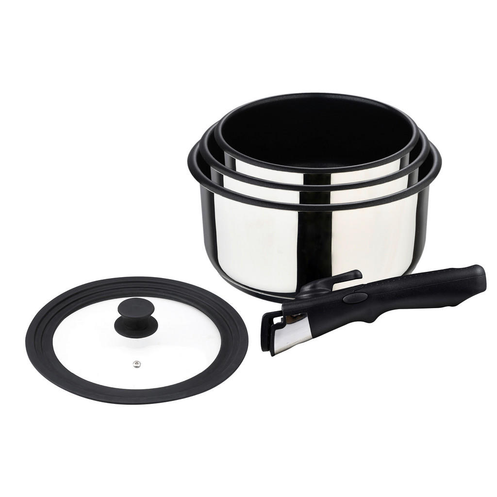 Thumbnail - BERGNER Pfannenset Click & cook silber Edelstahl 6 tlg.