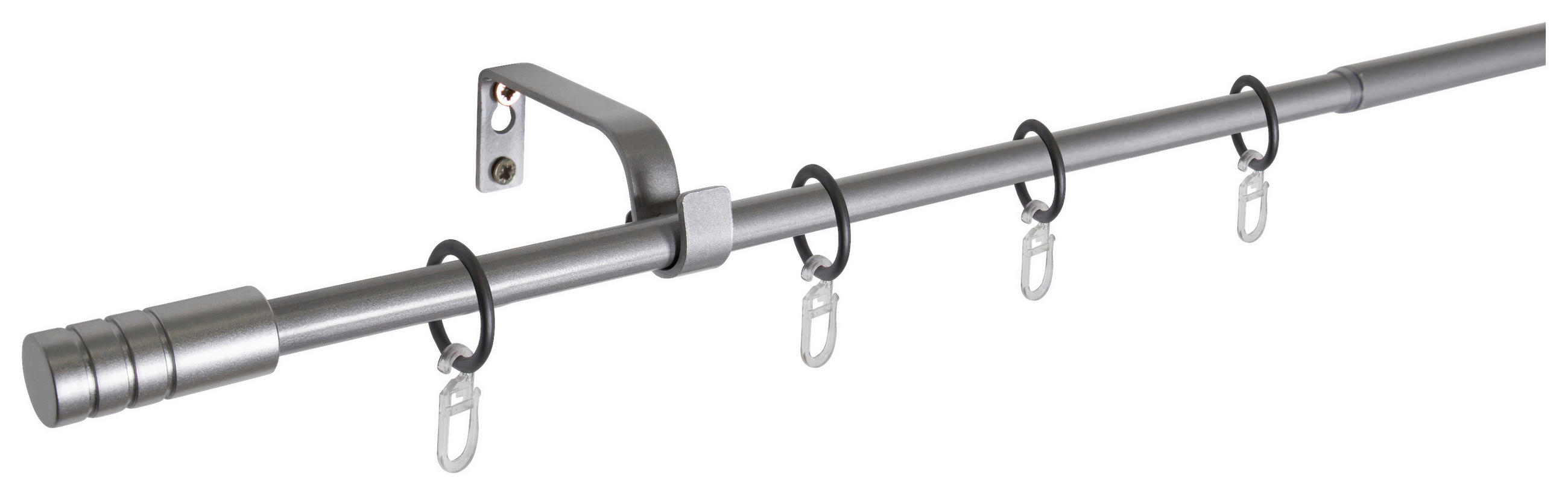 Gardinenstange silber Metall ausziehbar von ca. 120 bis 210 cm 1.0 Läufe