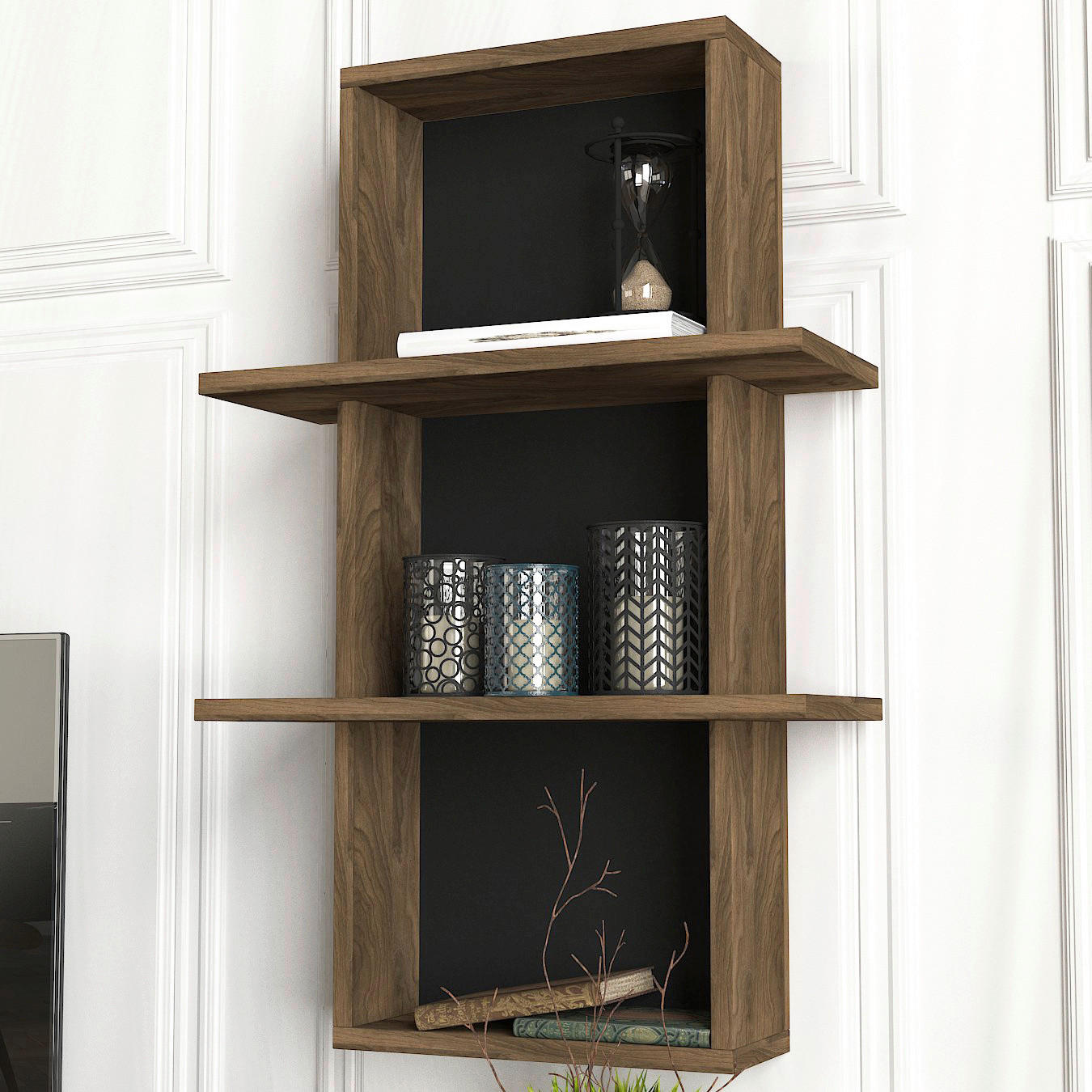 Thumbnail - Wohnwand Epica walnuss Nachbildung schwarz B/H/T: ca. 180x46x39 cm