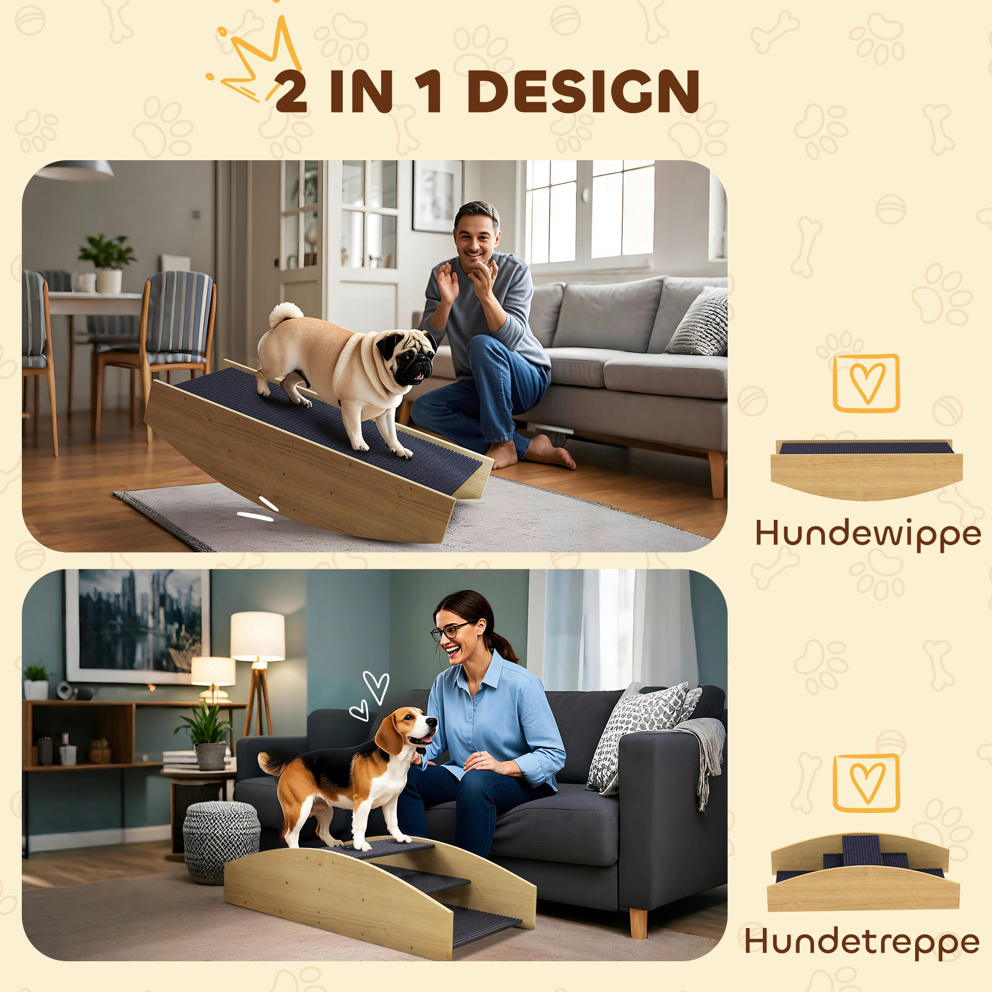 Thumbnail - PawHut Hundewippe Holzoptik Holz B/H/L: ca. 39,5x20x80 cm