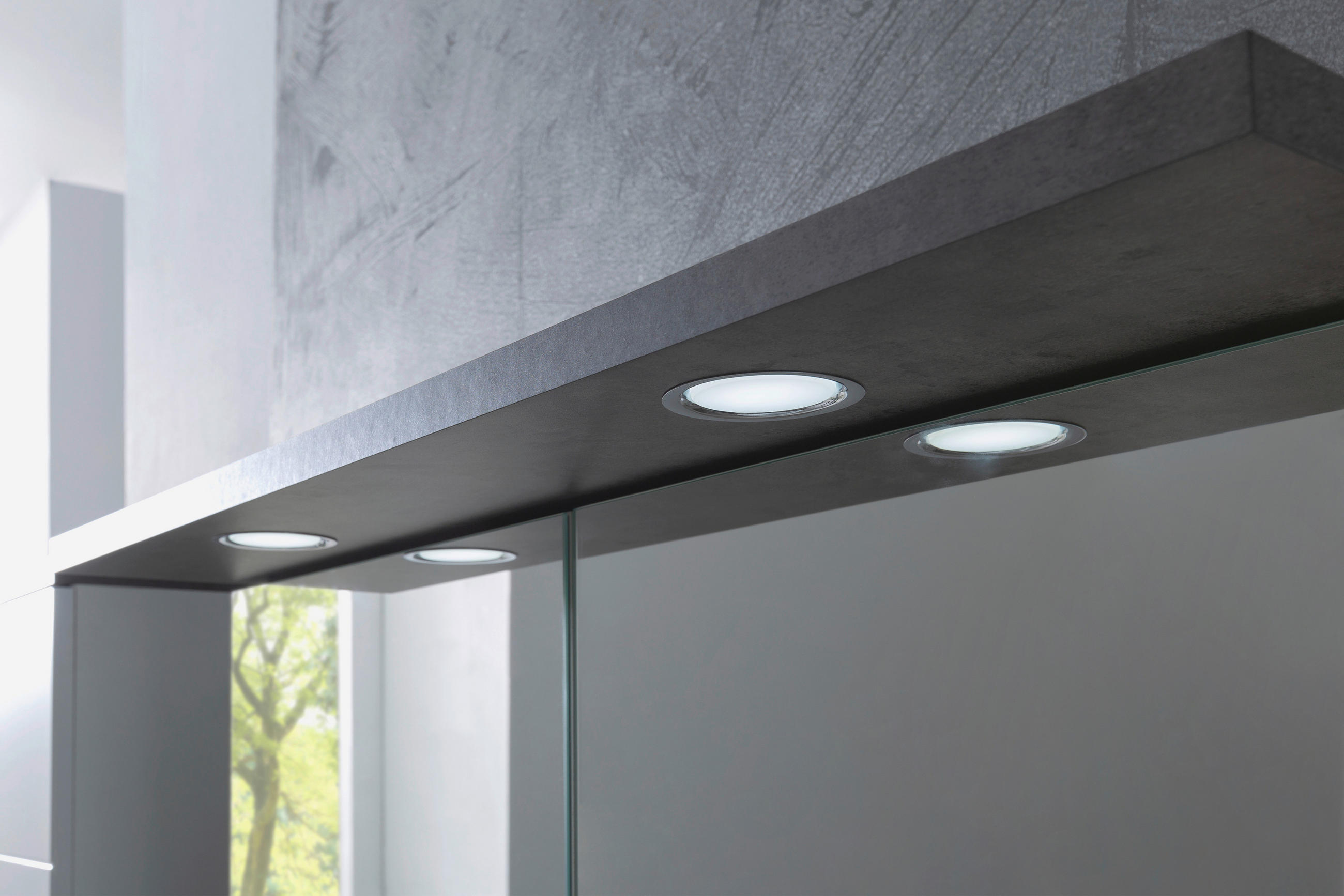 Thumbnail - Spiegelschrank Praya Dark Concret Nachbildung weiß B/H/T: ca. 79x71x28 cm