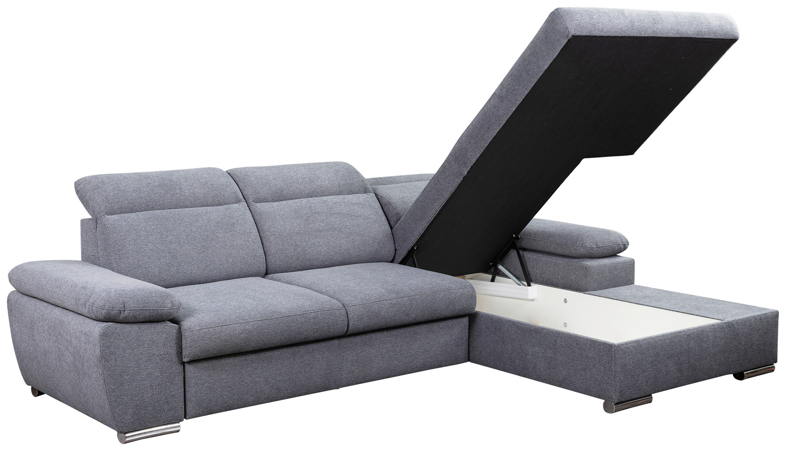Thumbnail - Ecksofa mit Bettfunktion und Bettkasten dunkelgrau Microfaser B/H/T: ca. 285x100x182 cm