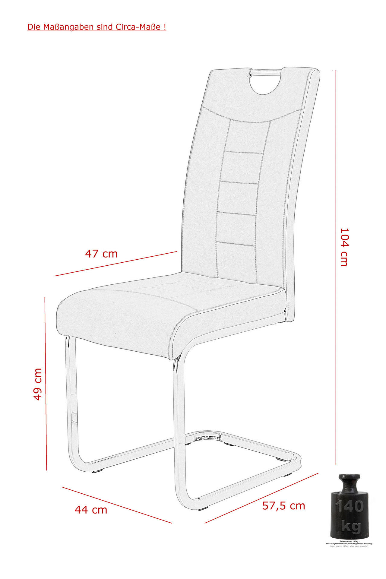 Thumbnail - Schwingstuhl Ruby 4er Set grau Kunstleder B/H/T: ca. 44x103x60 cm