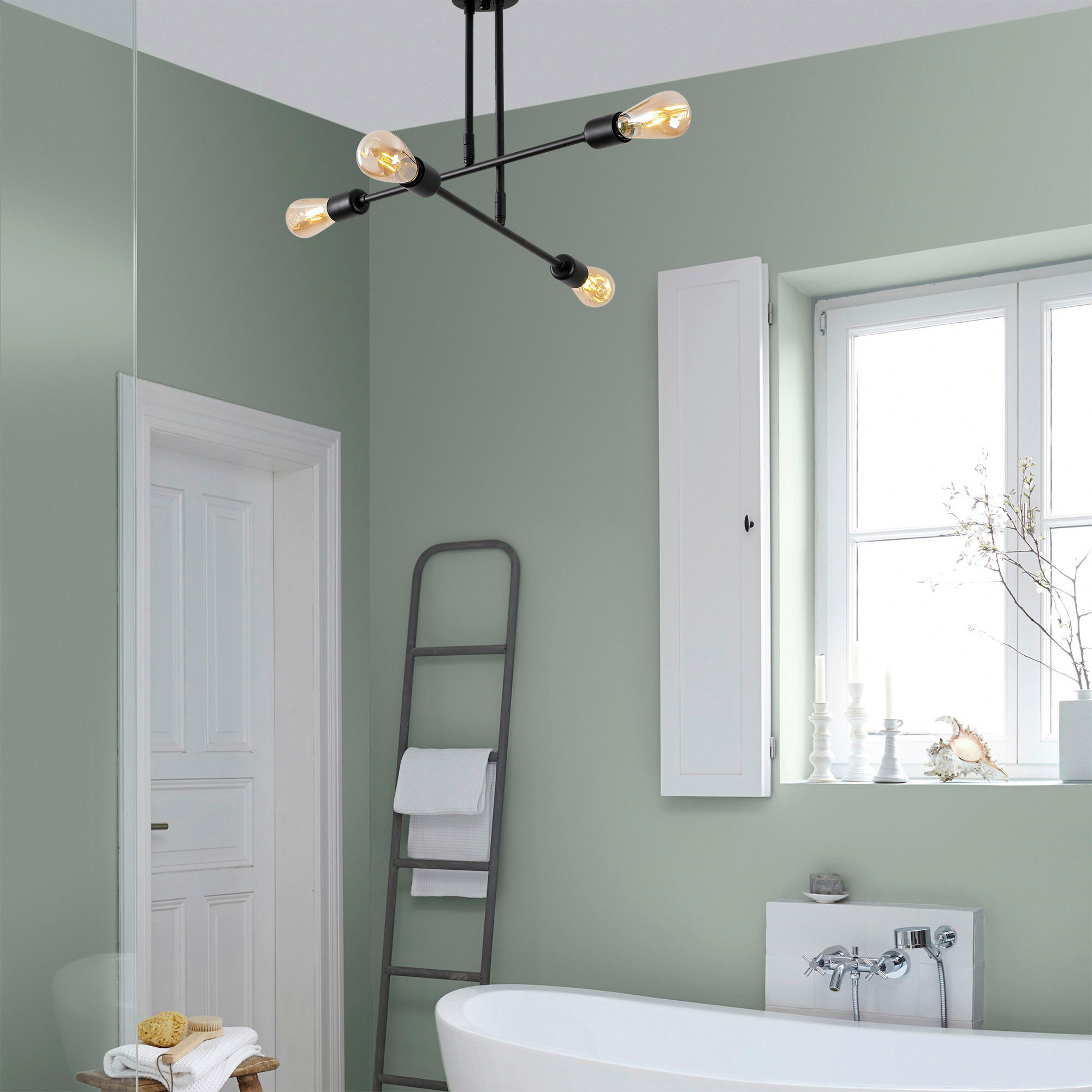 Thumbnail - Opviq Deckenleuchte Flower schwarz B/H/T/L/D: ca. 70x40x70x70x70 cm E27 4 Brennstellen