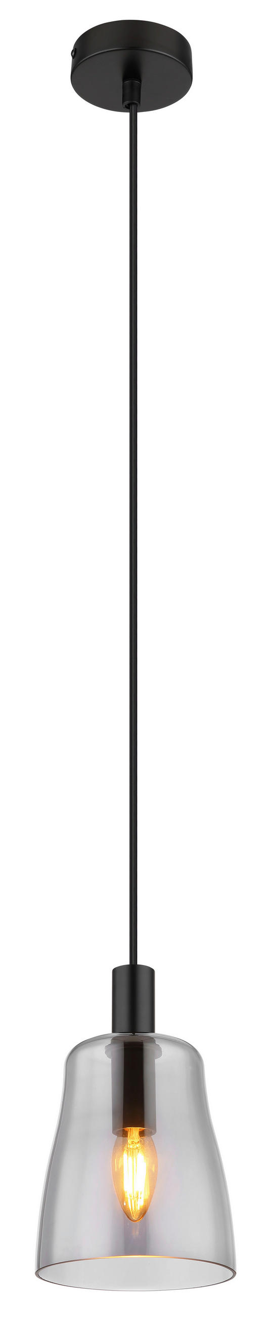 GLOBO Pendelleuchte Rauch schwarz Glas Metall H/D: ca. 120x14,5 cm E14 1 Brennstellen