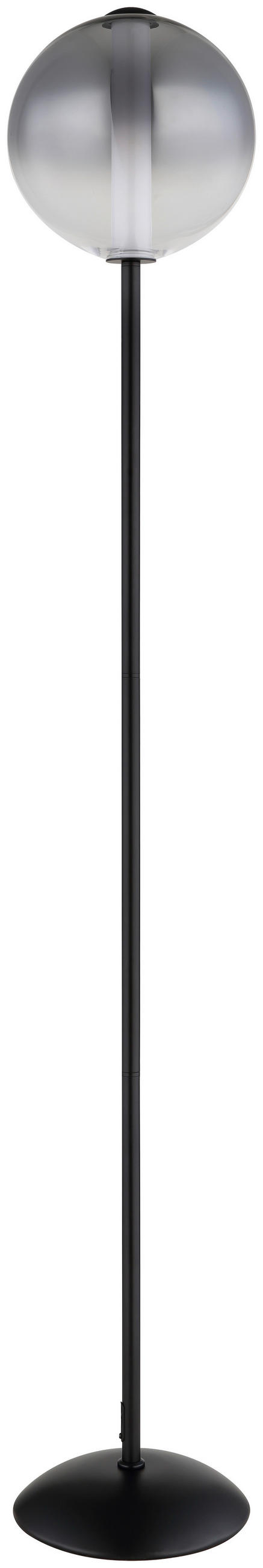 GLOBO Stehleuchte mattschwarz Opal Rauch Glas Metall H/D: ca. 152x25 cm 1 Brennstellen
