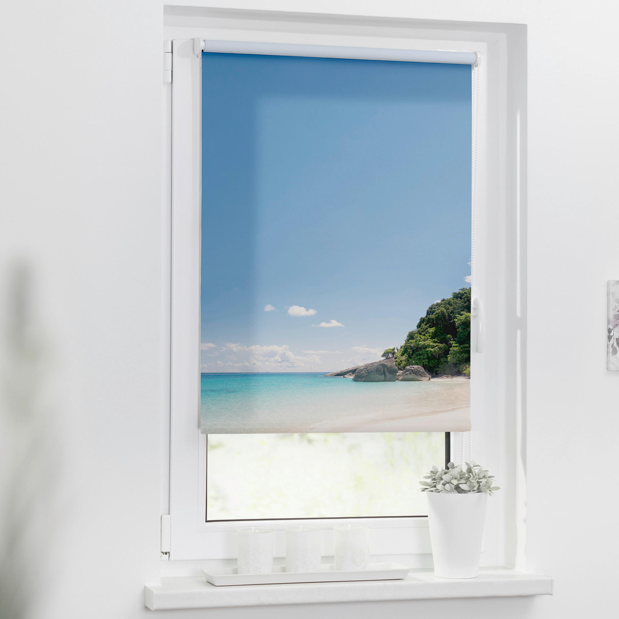 LICHTBLICK Verdunkelungsrollo Südseeinsel blau B/L: ca. 120x150 cm