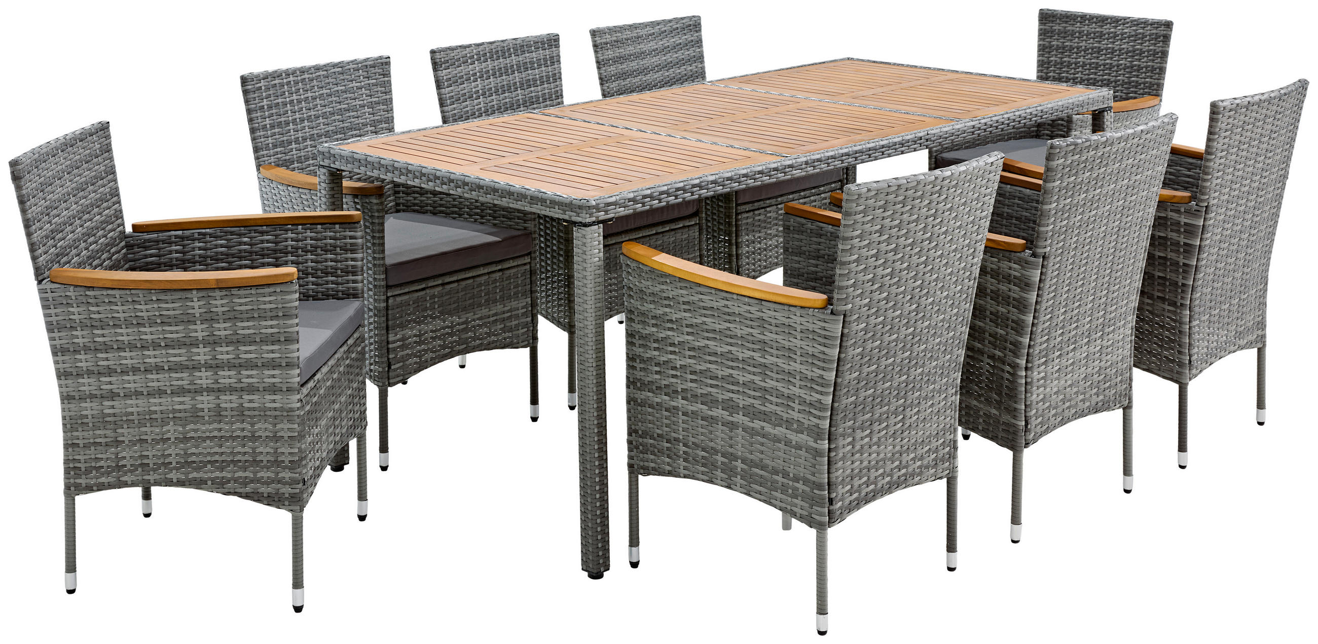 POCOline Tischgruppe Korfu grau Polyrattan