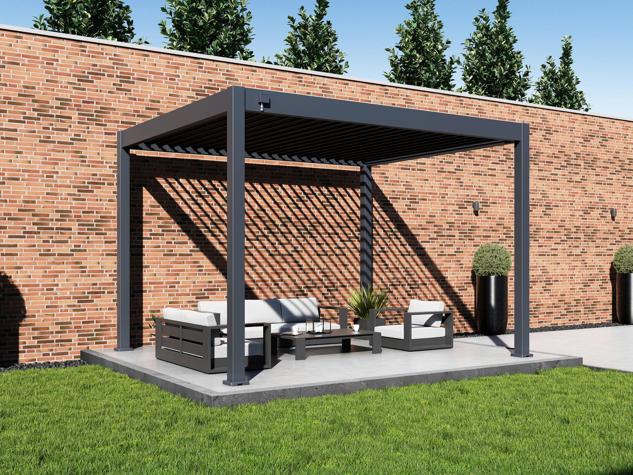 Thumbnail - Paragon Outdoor Pergola Grand Tuscan anthrazit Aluminium B/H/L: ca. 370x256x310 cm