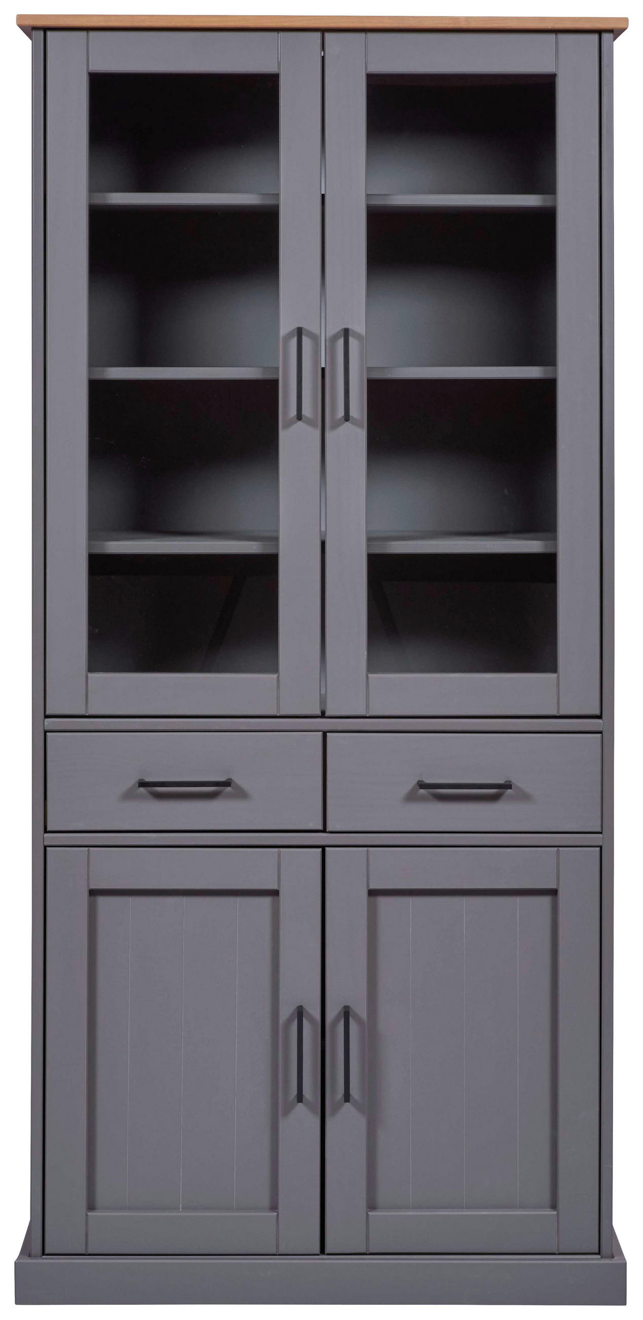 Vitrine Forenzo grau lackiert Holz B/H/L: ca. 38,4x190x90 cm