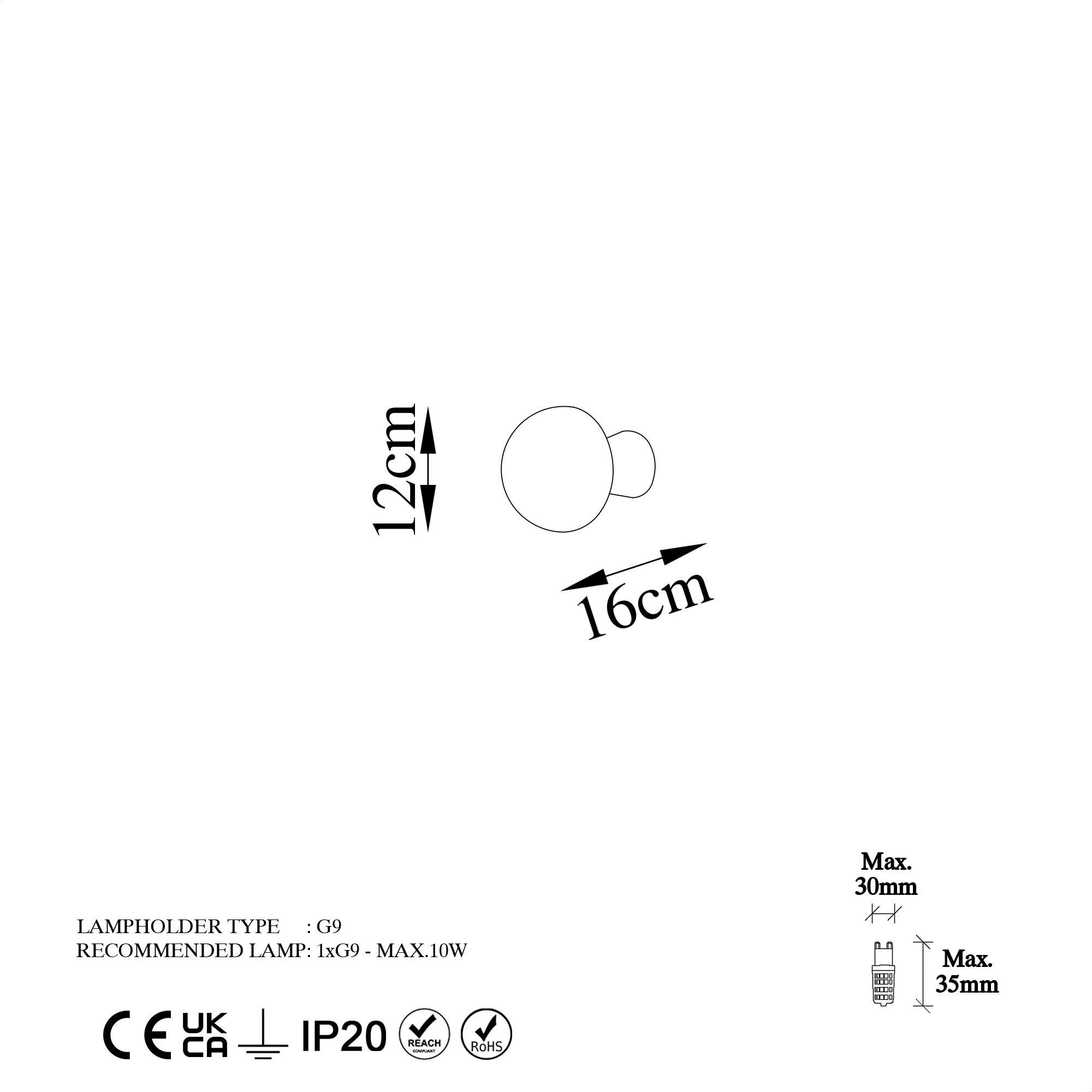 Thumbnail - Opviq Wandleuchte gold Metall B/H/L: ca. 12x16x12 cm G9 1 Brennstellen