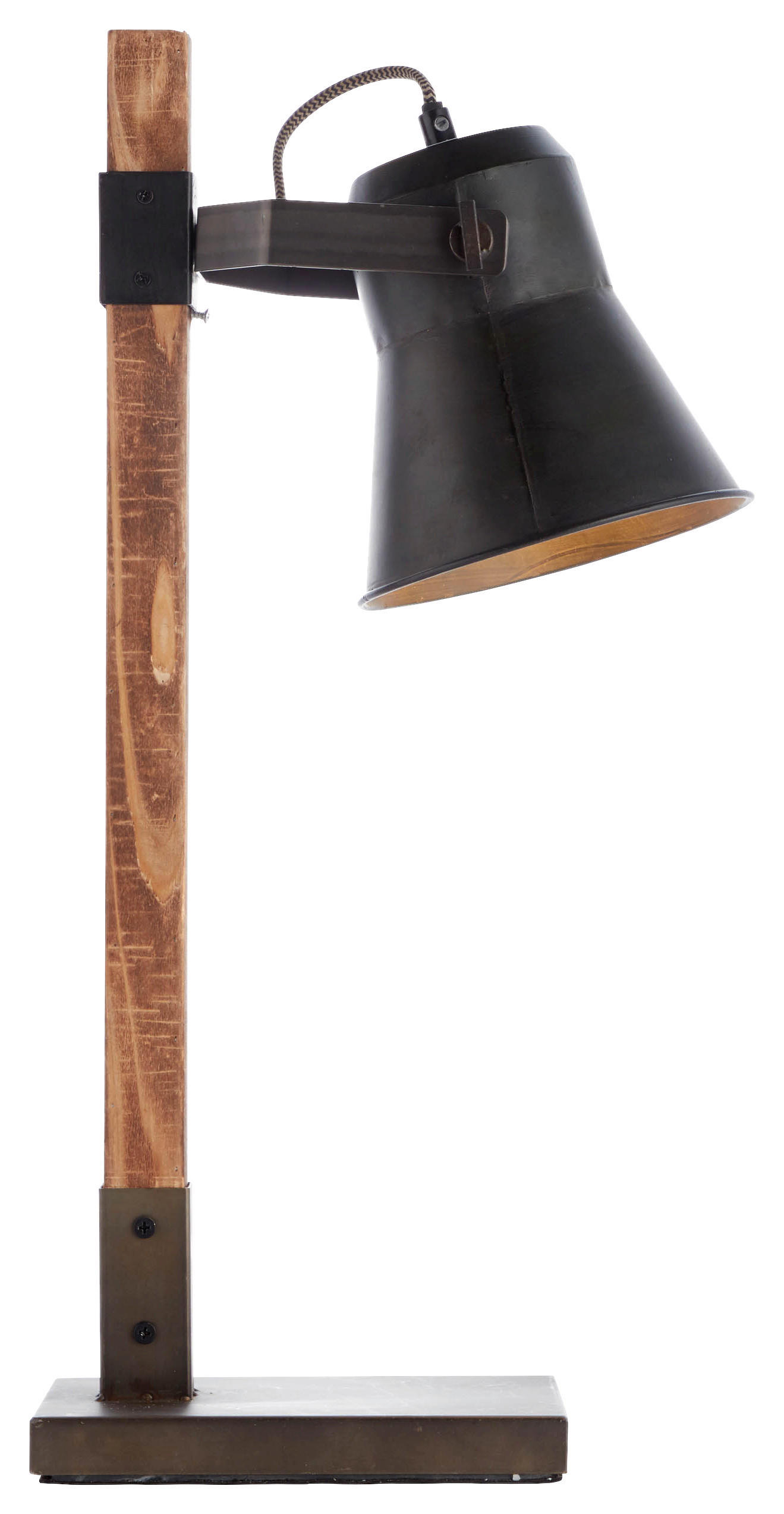 Brilliant Tischleuchte Plow schwarz braun Metall Holz B/H/T: ca. 29x55x16 cm E27 1 Brennstellen