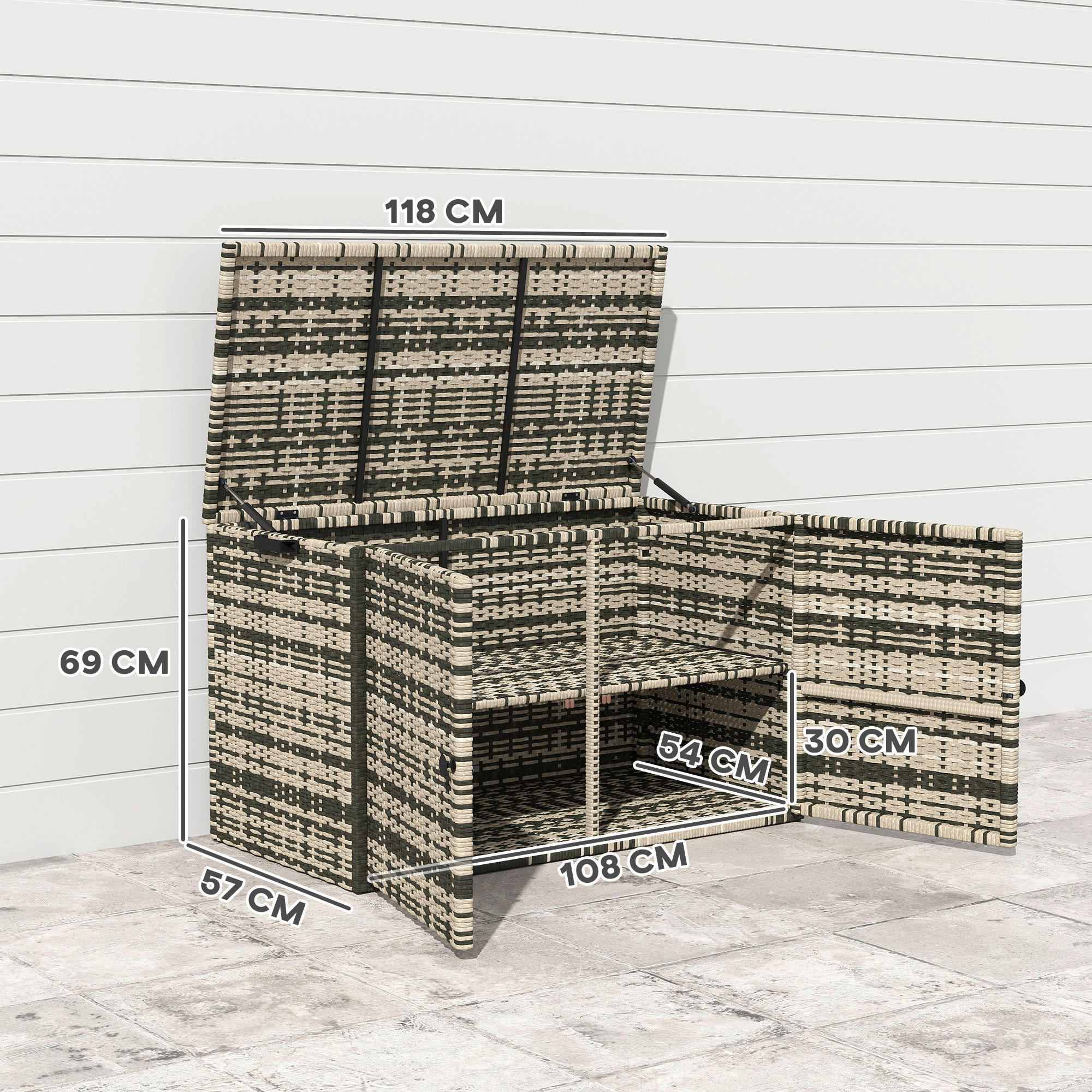 Thumbnail - Outsunny Rattan-Auflagenbox grau Polyethylen B/H/L: ca. 57x69x118 cm