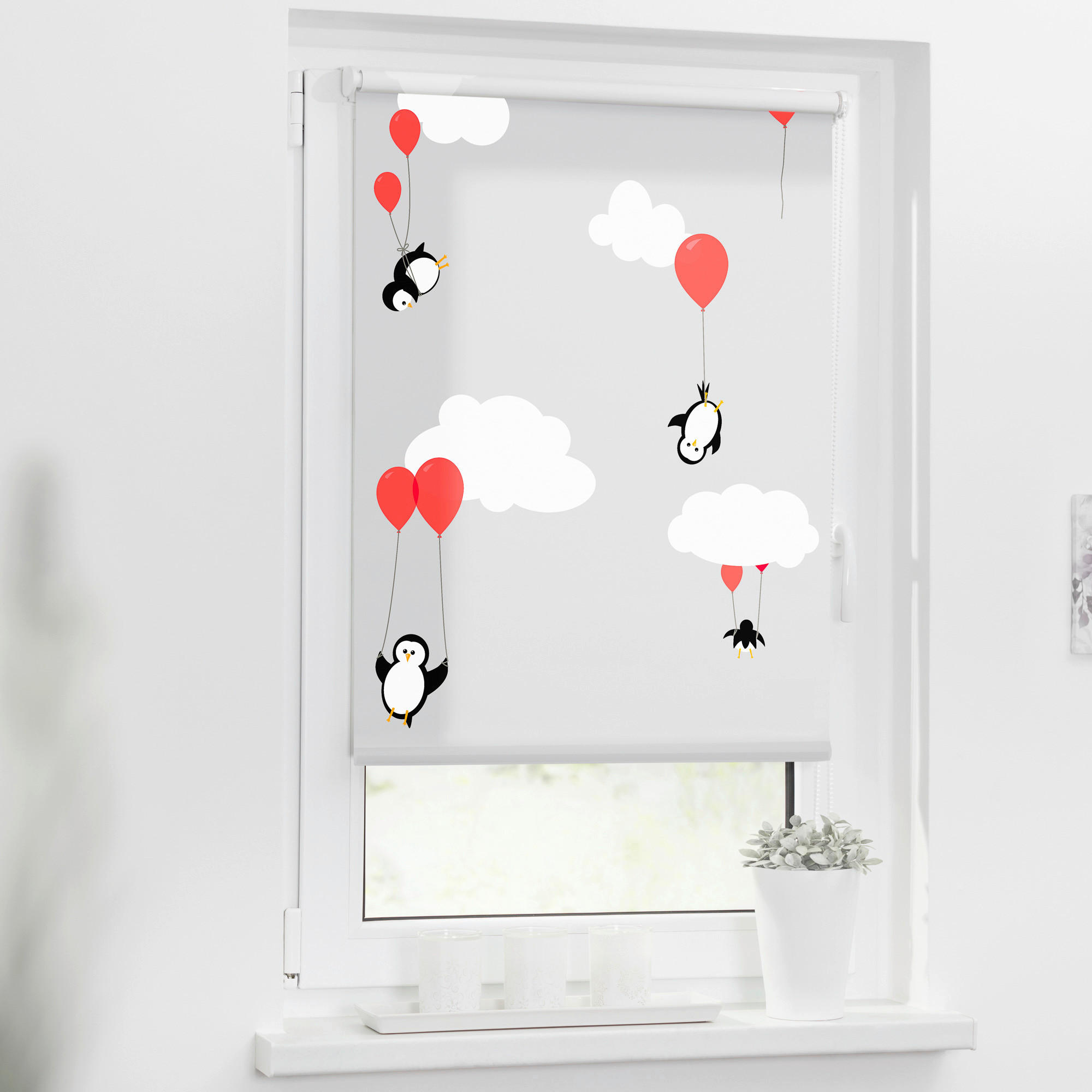LICHTBLICK Rollo Pinguine rot B/L: ca. 120x150 cm
