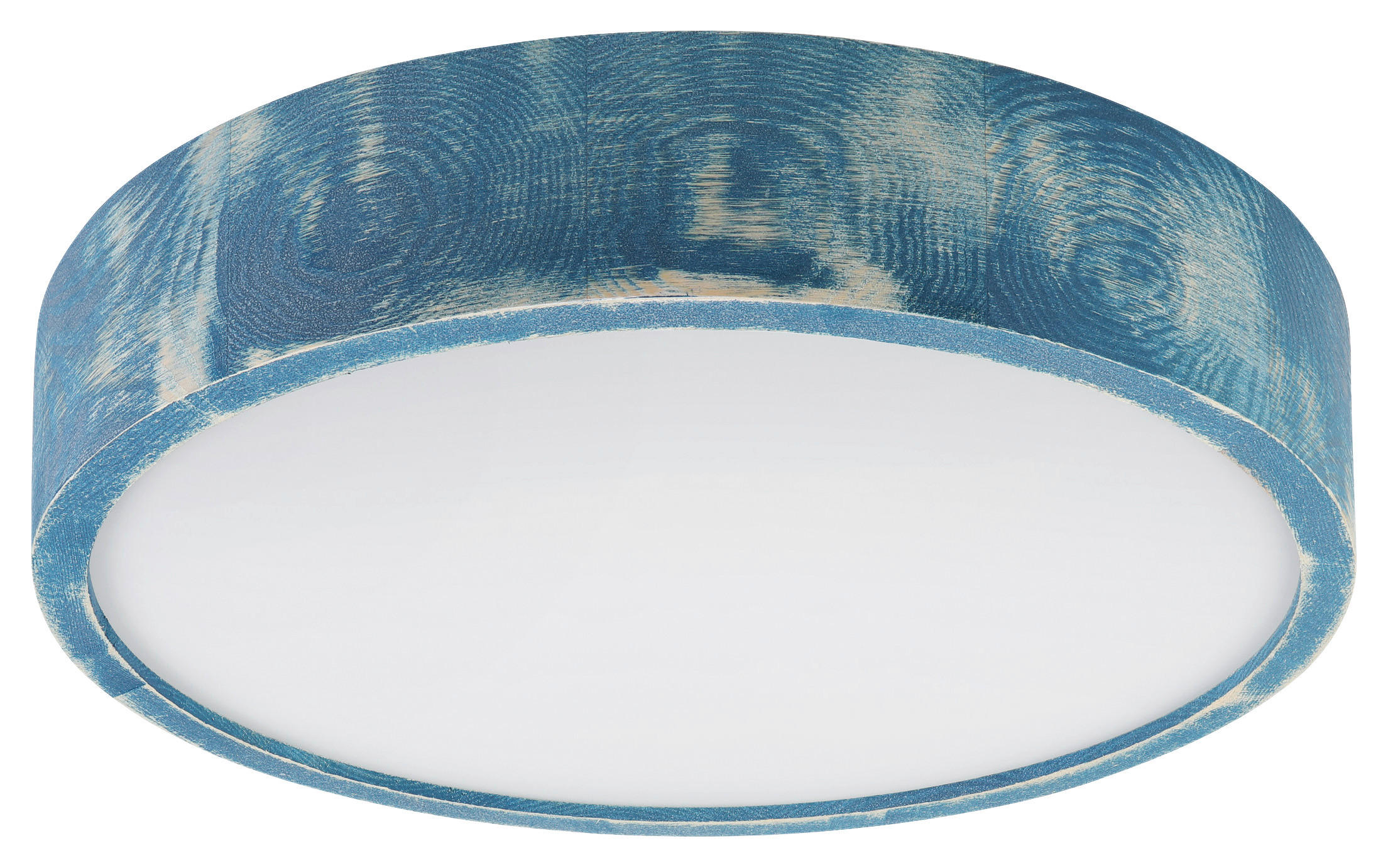 Lamkur Deckenleuchte blau hellbraun Glas Holz B/H/L: ca. 38x38x10 cm 2 Brennstellen