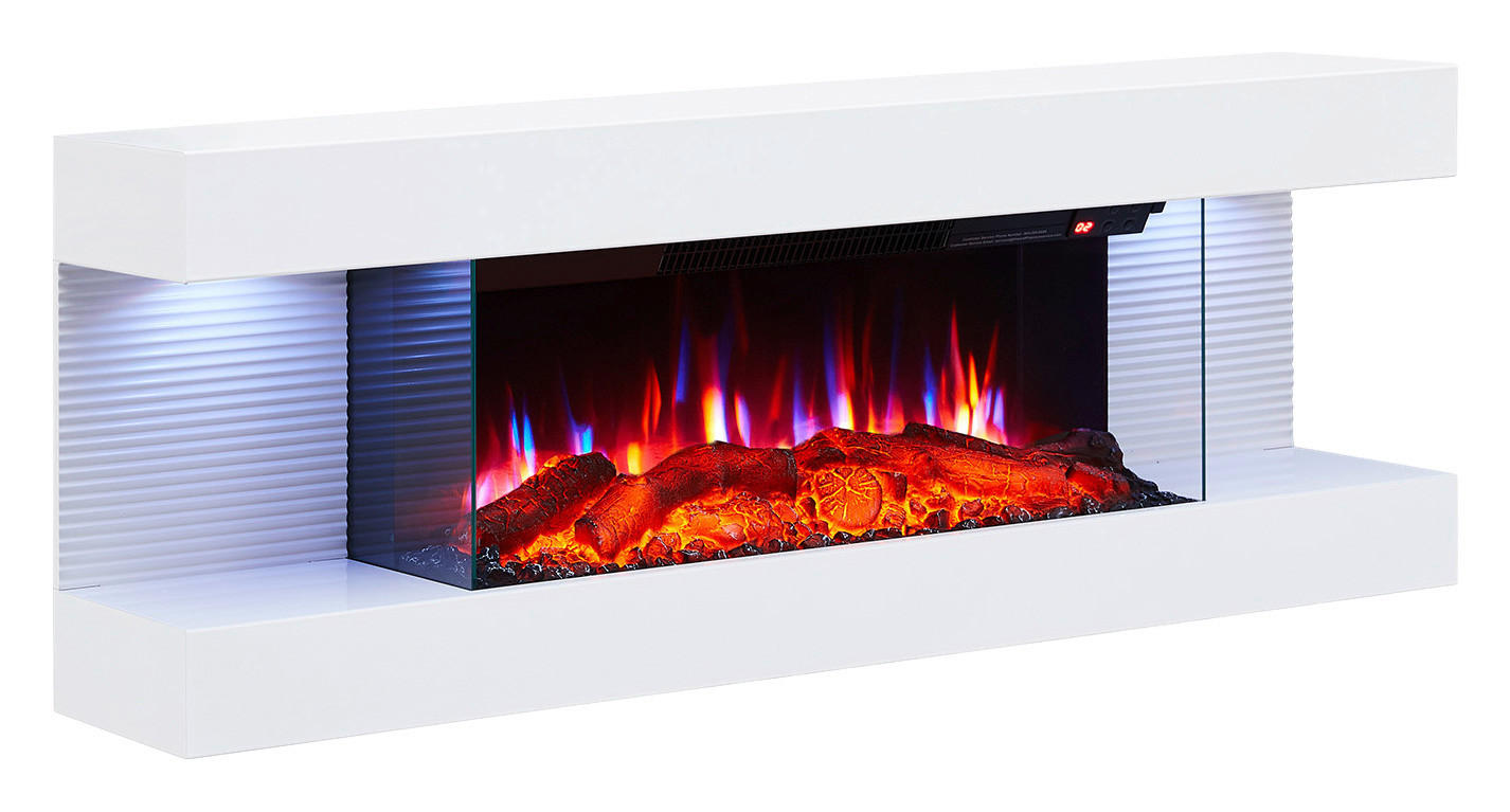 Balderia Elektrischer-Kamin weiß Metall B/H/T: ca. 112x41,8x21,6 cm