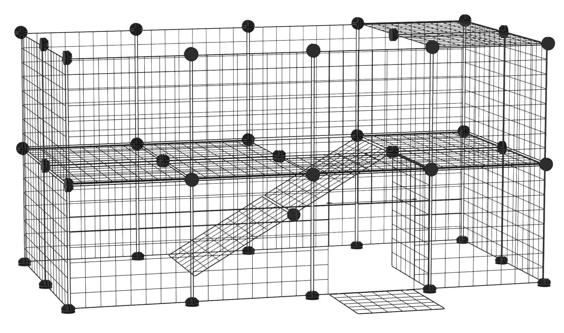 PawHut Laufgitter schwarz Metall B/H/L: ca. 73x73x146 cm